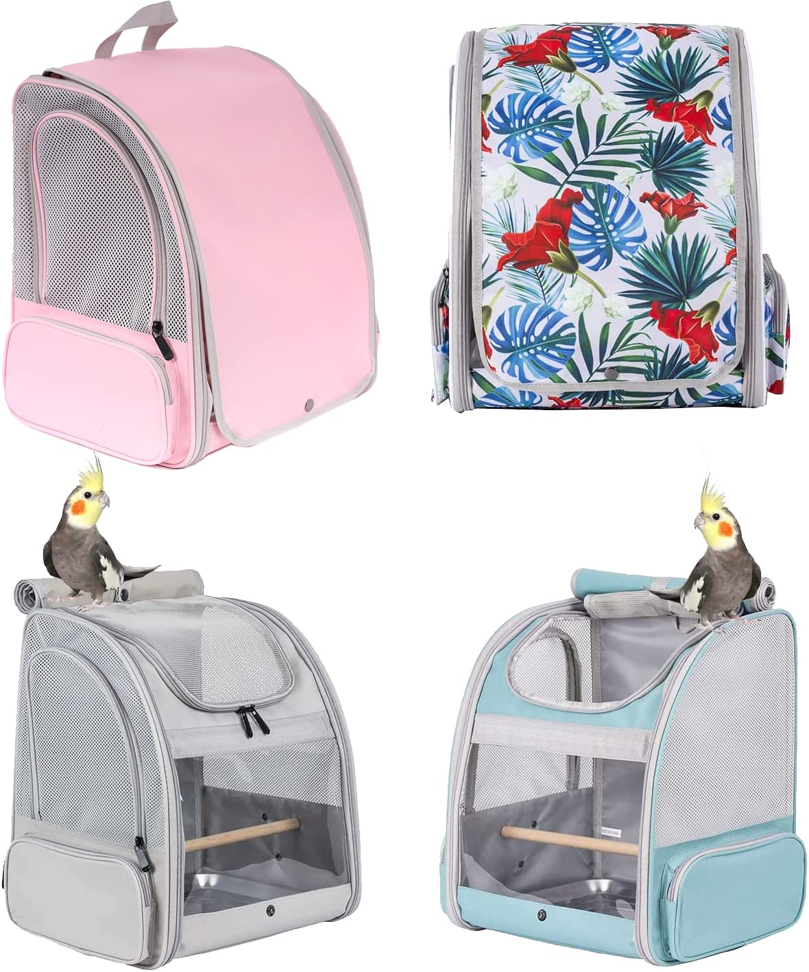 ORIZZP Bird Backpack Carrier - Airline Approved Hiking Backpack, Green, Model CA BP, Durable Polyester with Stand Perch