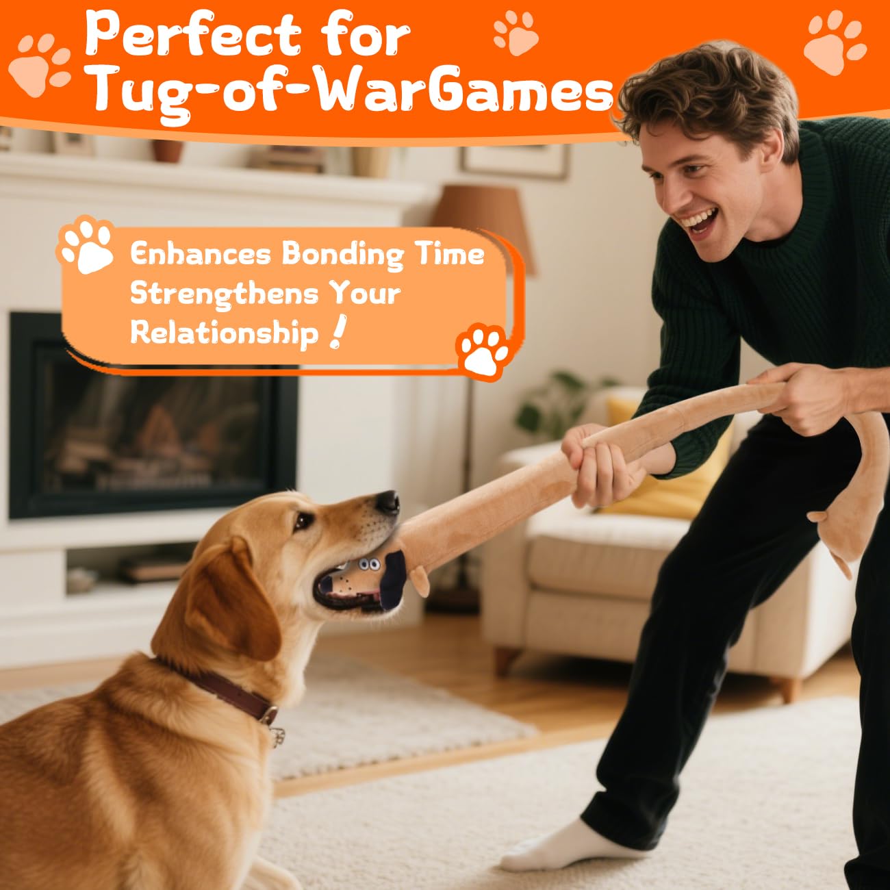 Mewmingle Squeaky Plush Dog Toy For Aggressive Chewer, Stuffed Animal Toy With Squeaker, Durable Interactive Puppy Chew Toy For