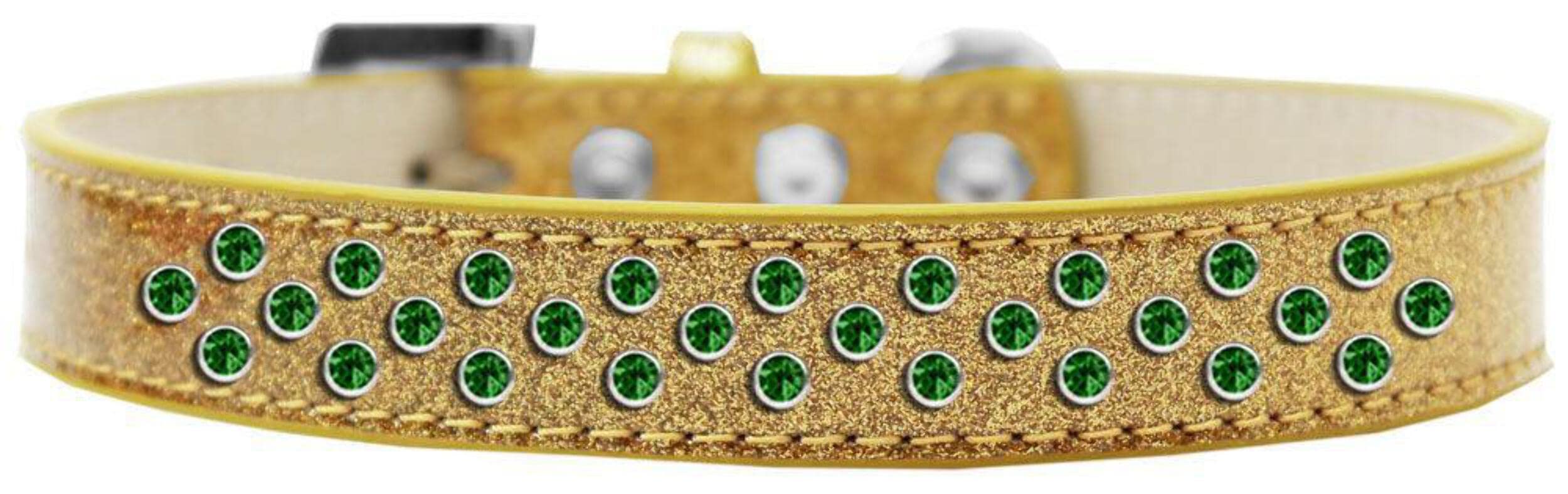 Dog, Puppy & Pet Ice Cream Collar, Emerald Green Crystal Rimsets Sprinkles Gold 20