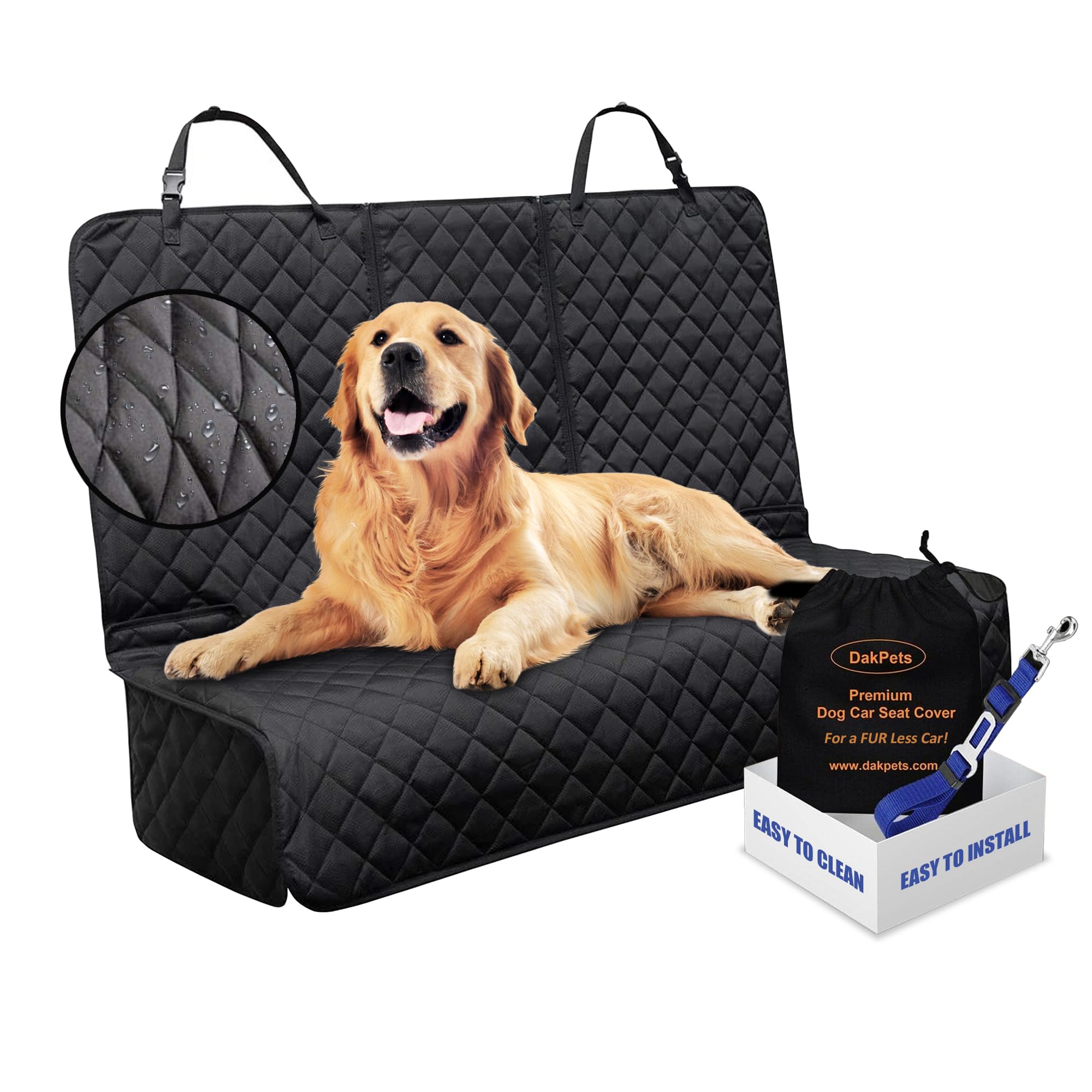 DakPets Dog Car Seat Covers  Pet Car Seat Cover Protector  Waterproof, Scratch Proof, Heavy Duty and Nonslip Pet Bench Seat Co