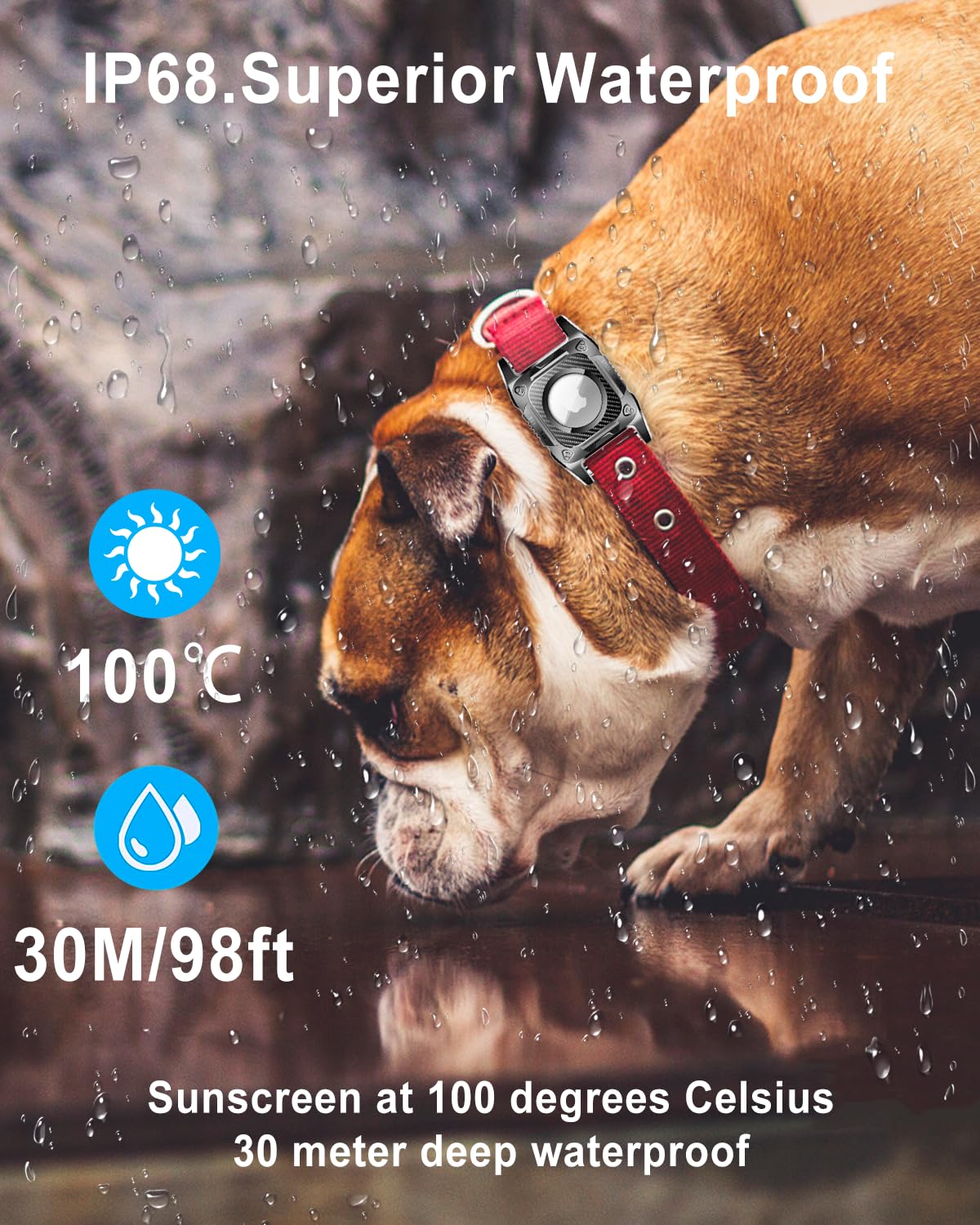 Ip68 Waterproof Airtag Dog Collar Holder, Hard Tpu Full Protection Airtag Holder With Removable Handle Compatible Apple Air Tag