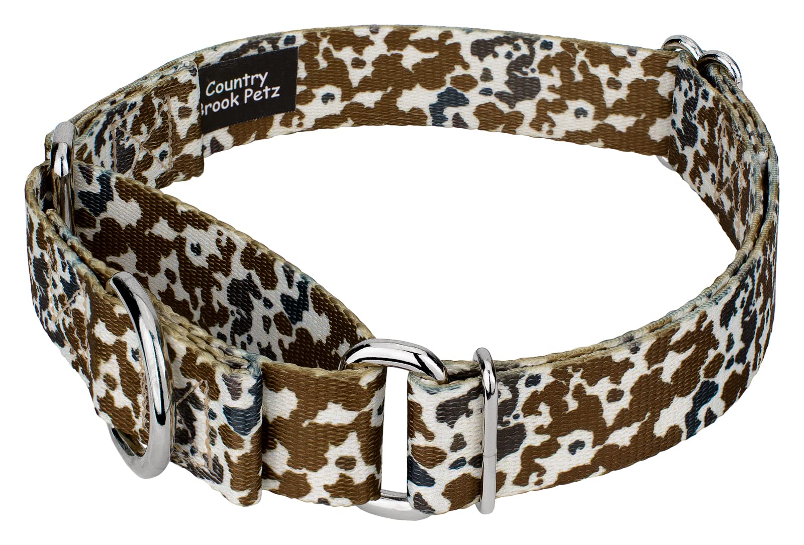 Country Brook Petz - Cow Print Martingale Dog Collar - Country And Western Collection Featuring Rustic Designs (1 Inch, Medium)