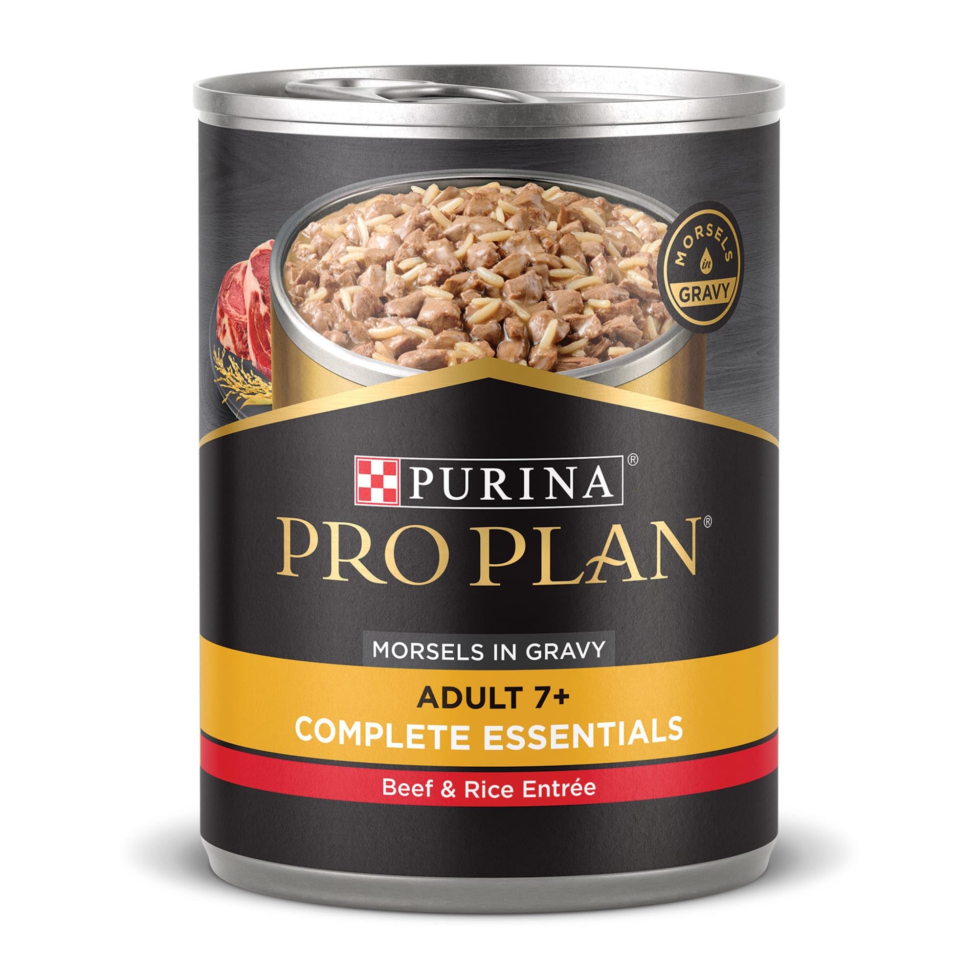 Purina Pro Plan High Protein Senior Wet Dog Food, Beef and Rice Entree - (Pack of 12) 13 Oz. Cans