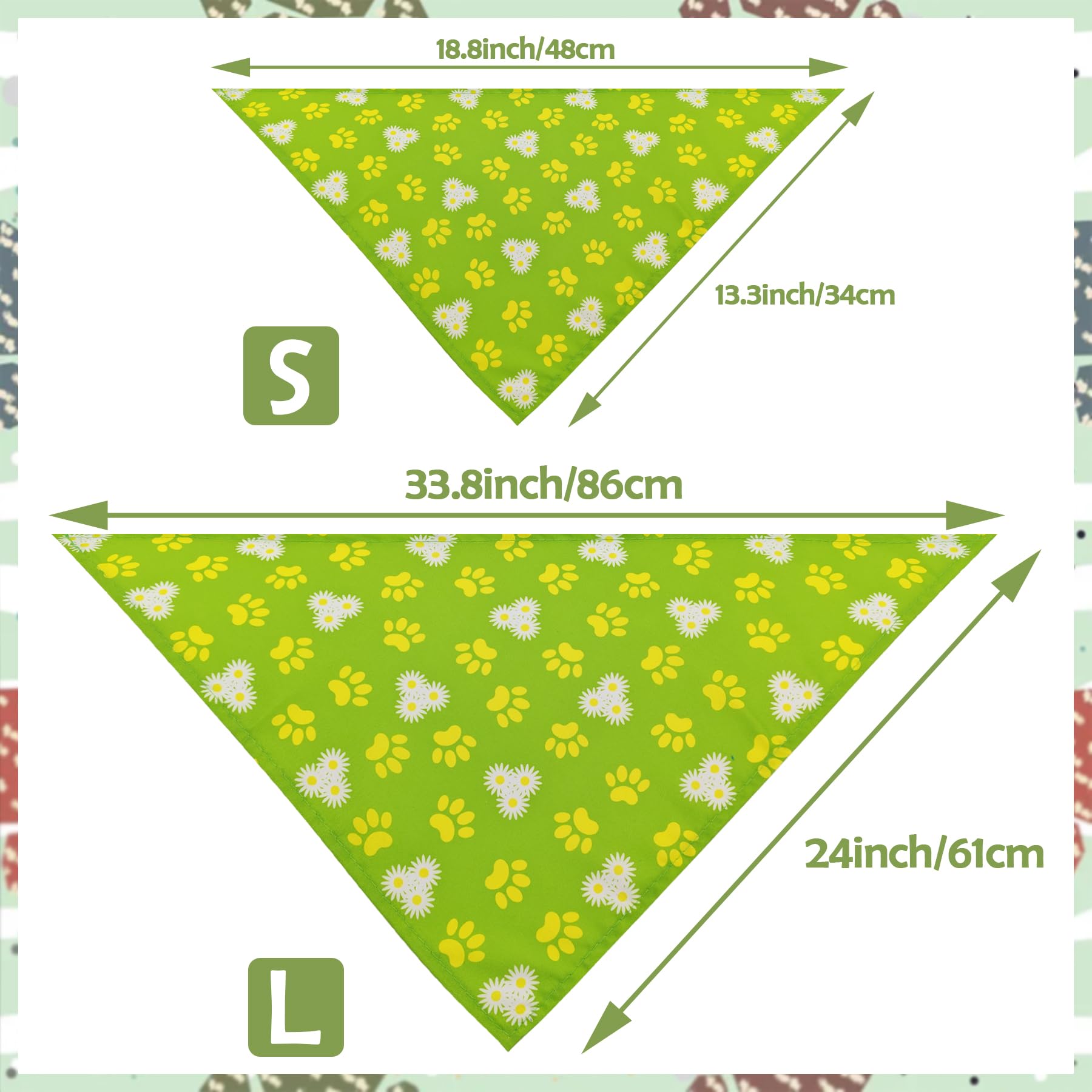 Pai Sence 7 Pcs Paw Print Dog Bandanas For Small Dog Kittens 18 Inch Polyester Dogs Bandana For Puppy Doggy Xs Scarves Party Gro
