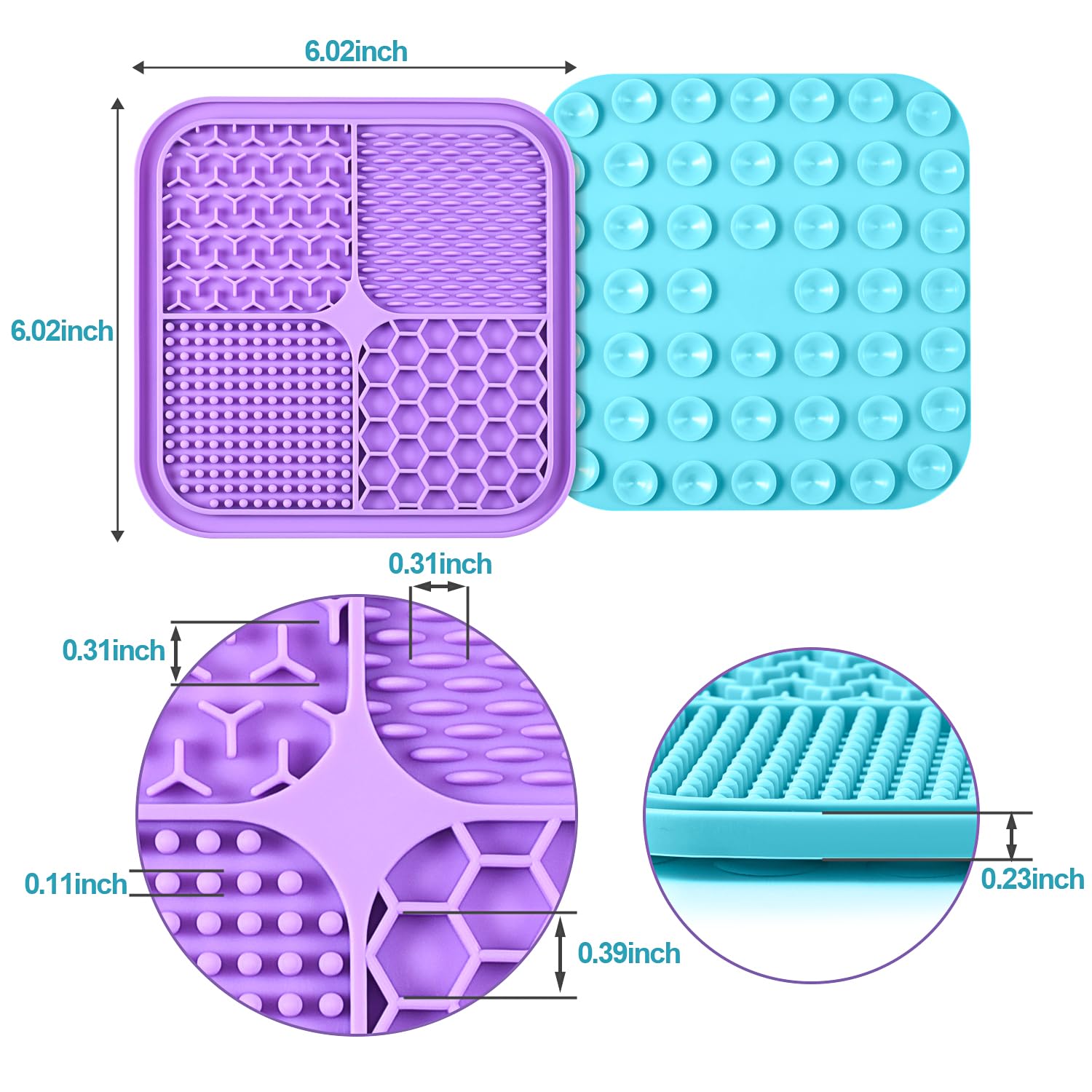 2PCS Licking Mat for Dogs with Suction Cups, Premium Lick Pad for Anxiety Relief, Slow Feeder Dog Bowls, Perfect for Bathing, Gr