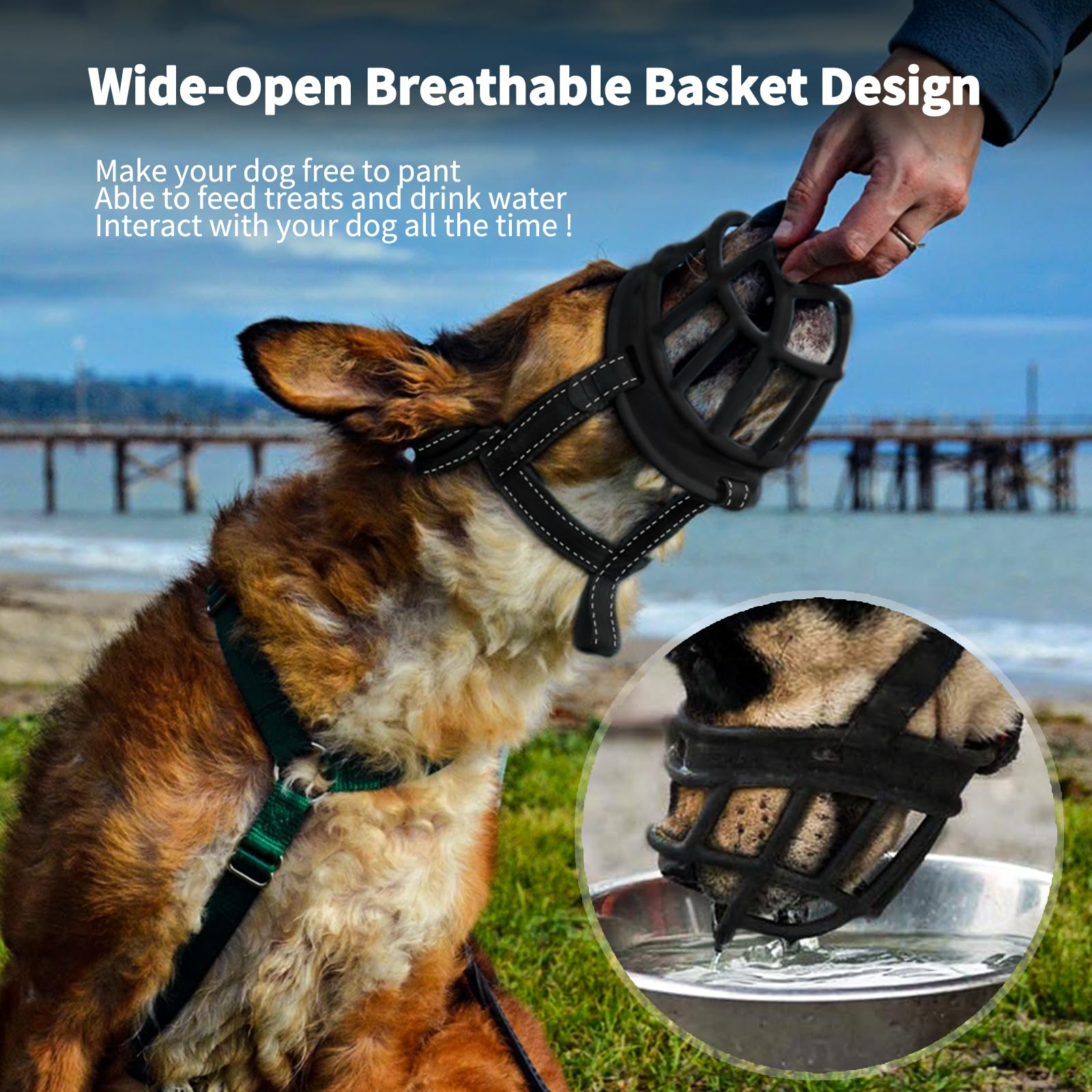 Barkless Dog Muzzle, Soft Basket Silicone Muzzle For Dogs, Best To Prevent Biting And Chewing, Breathable Cage Muzzle For Traini