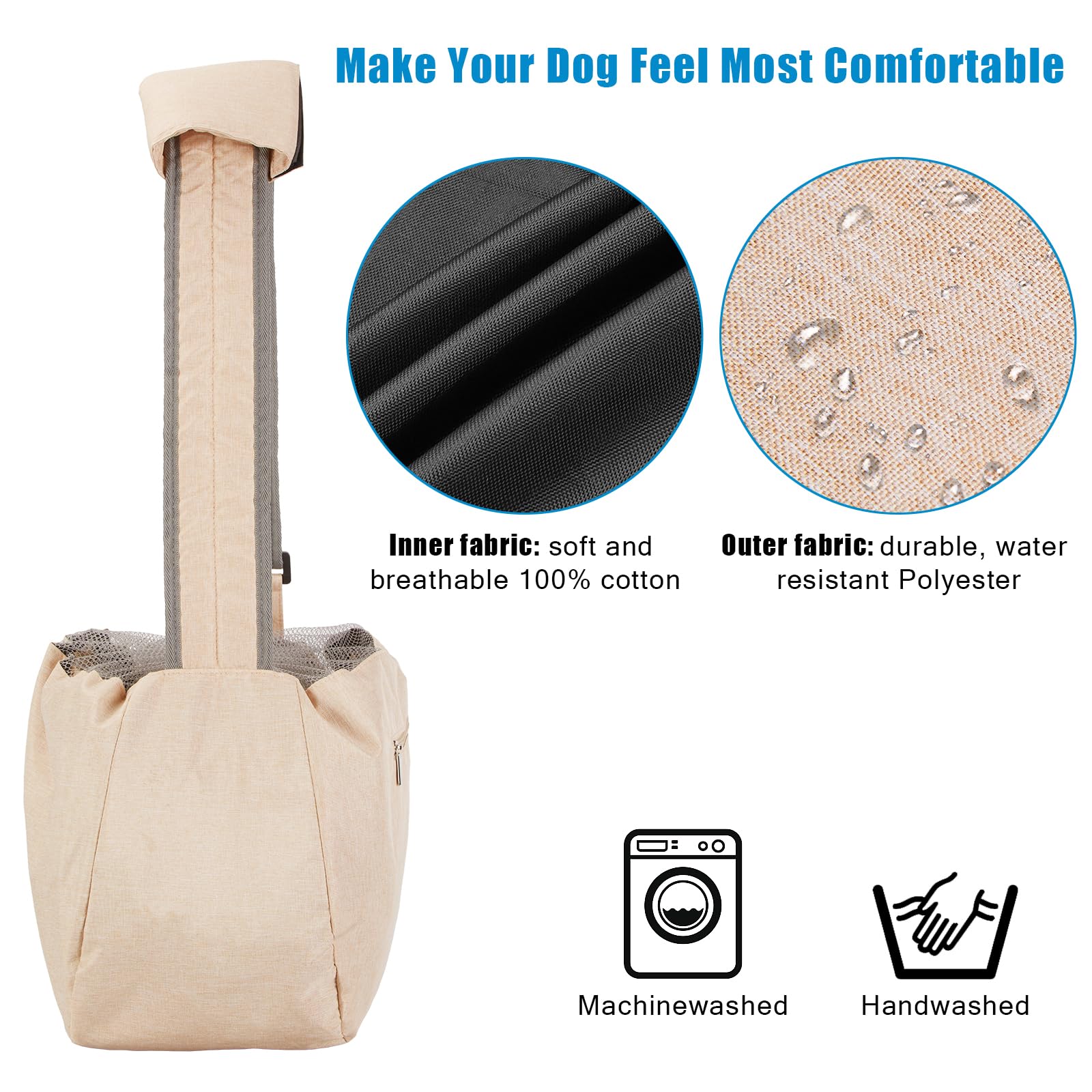 Ownpets Pet Sling Carrier, Fits 15 to 20lbs Extra-Large Dog/Cat Sling Carrier Reversible and Hands-Free Dog Bag with Adjustable
