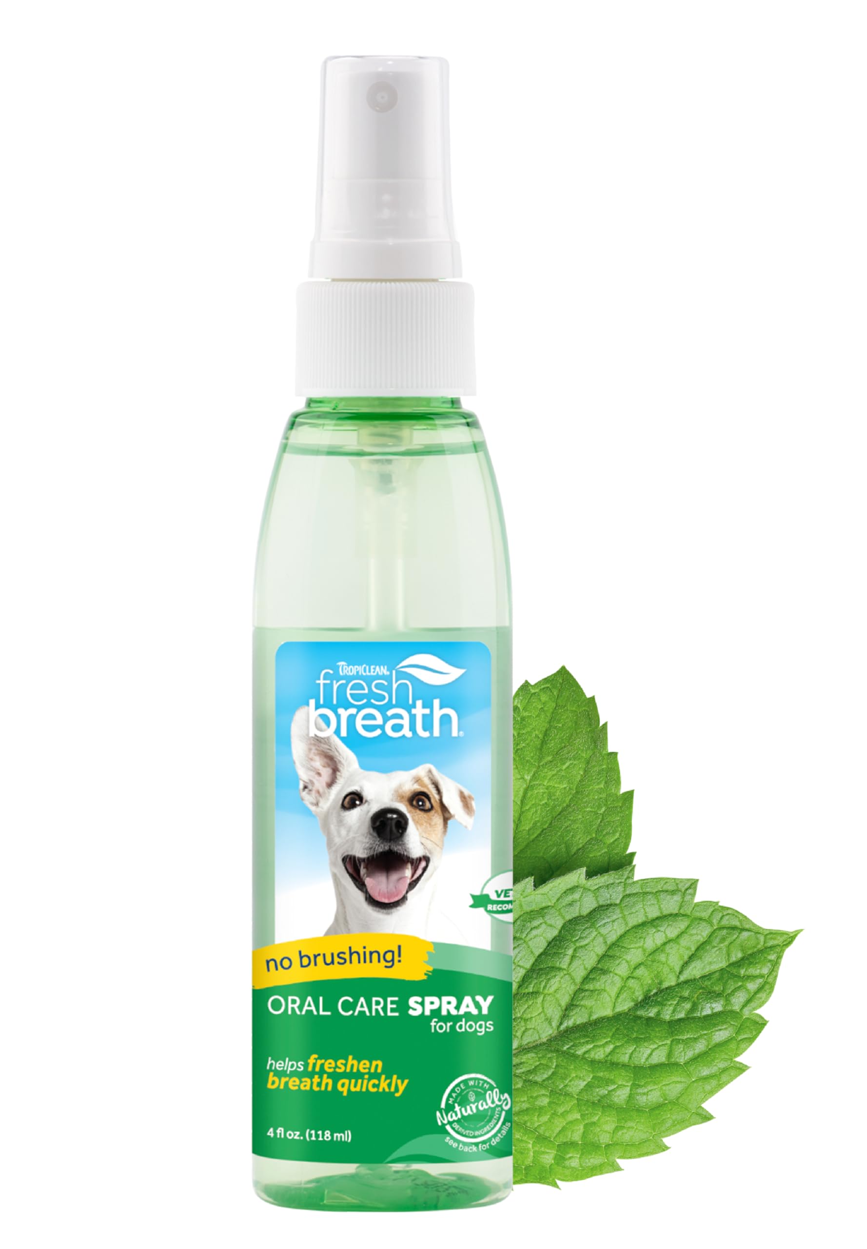 TropiClean Fresh Breath Oral Care Spray for Dogs & Cats | Dog Breath Spray | Mint Breath Freshener | Pet Bad Breath Treatment | 