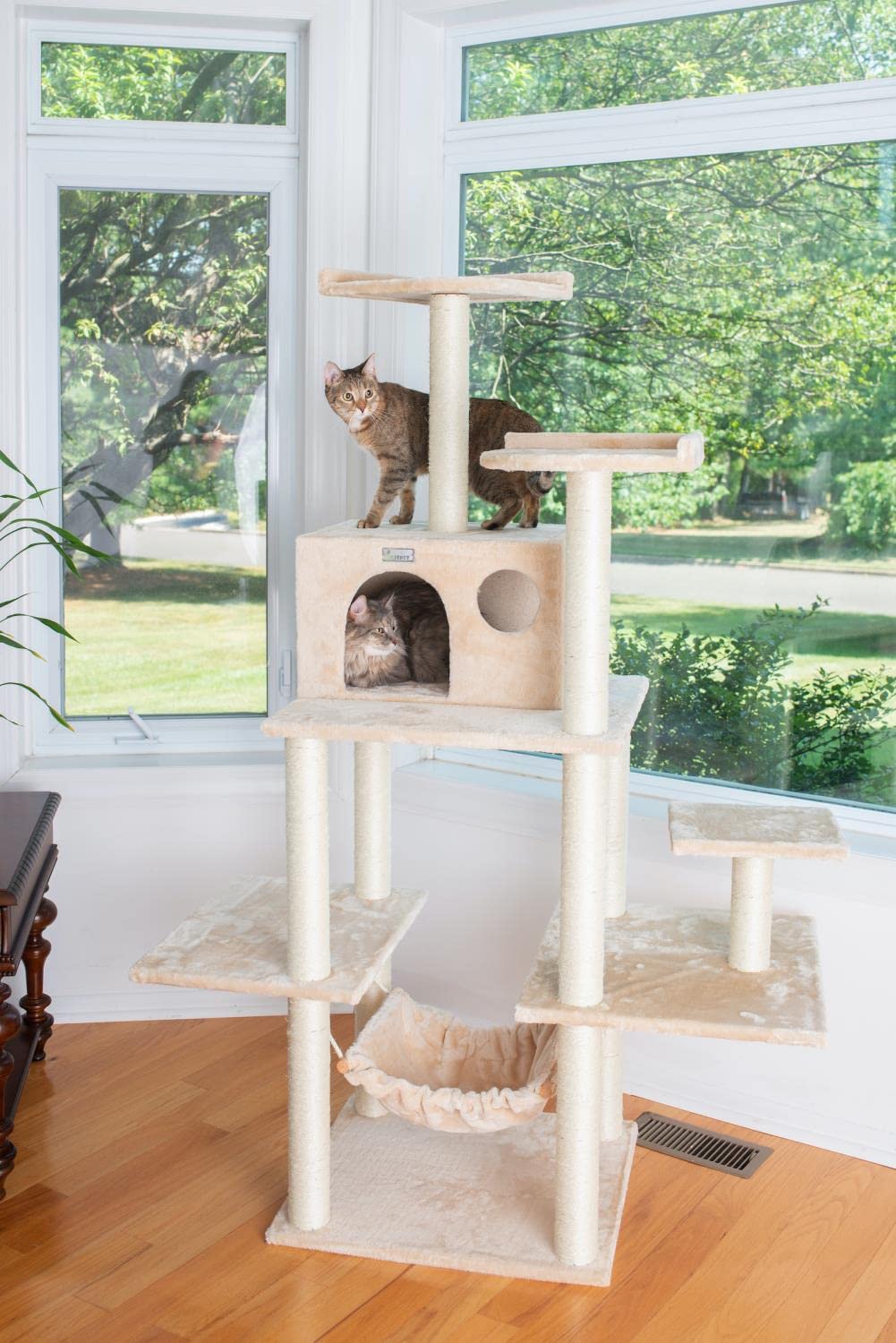 Gleepet Gp78680621 Cat Tree With Hammock, 68-Inch, Beige