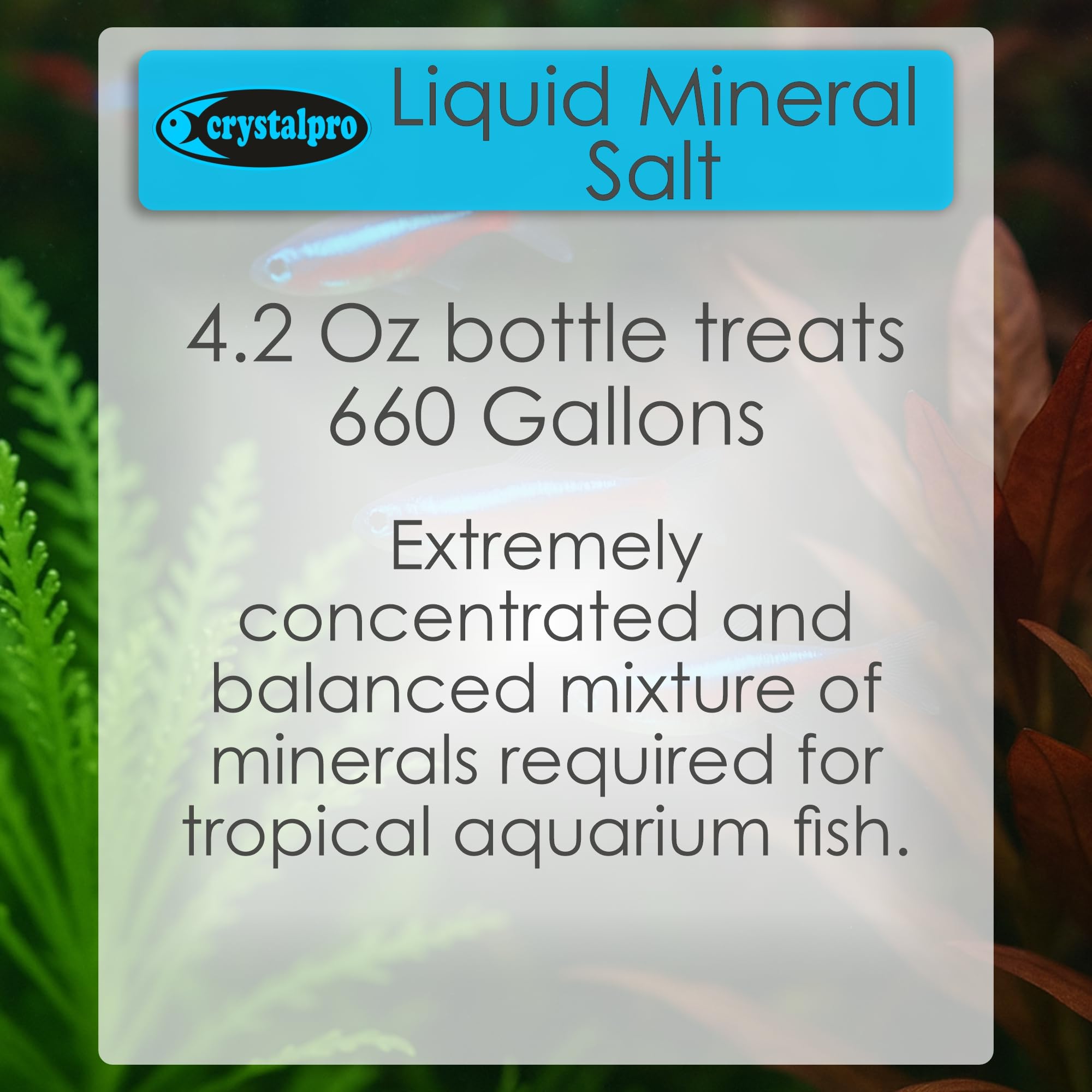 Crystalpro Liquid Mineral Salt 4.2 Oz - Liquid Aquarium Salt for Tropical Freshwater Fish - Reduces Stress - Boosts Protective C
