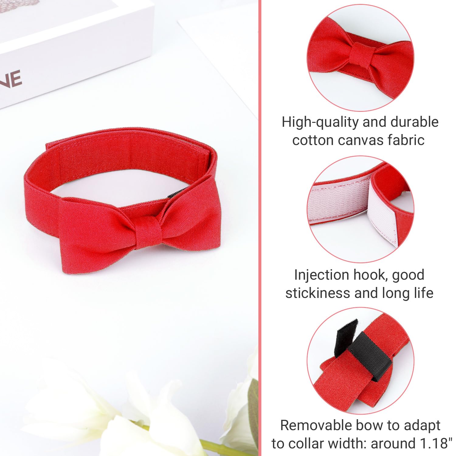 Segarty Dog Bow Ties For Small Medium Dogs, Adjustable Red Bowtie Collar, Durable Cat Neck Tie Tuxedo Comfortable Cotton Girl Pe
