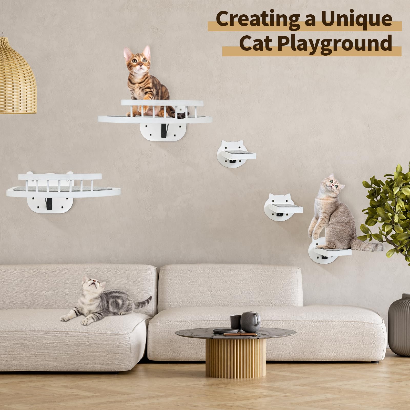 Cat Wall Shelves, Cat Shelves And Perches For Wall, Wood Cat Shelves Wall Mount, Cat Wall Furniture With 3 Cat Wall Steps Cat Sc
