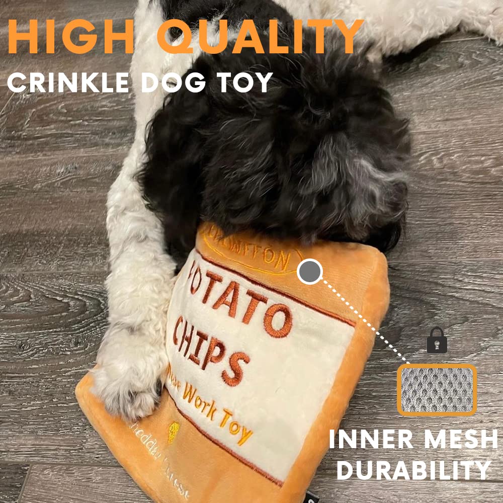 CHEWFFON Interactive Dog Toys, Enrichment Snuffle Crinkle Treat Puzzle Toys for Boredom and Stimulating, Nose Work Potato Chips