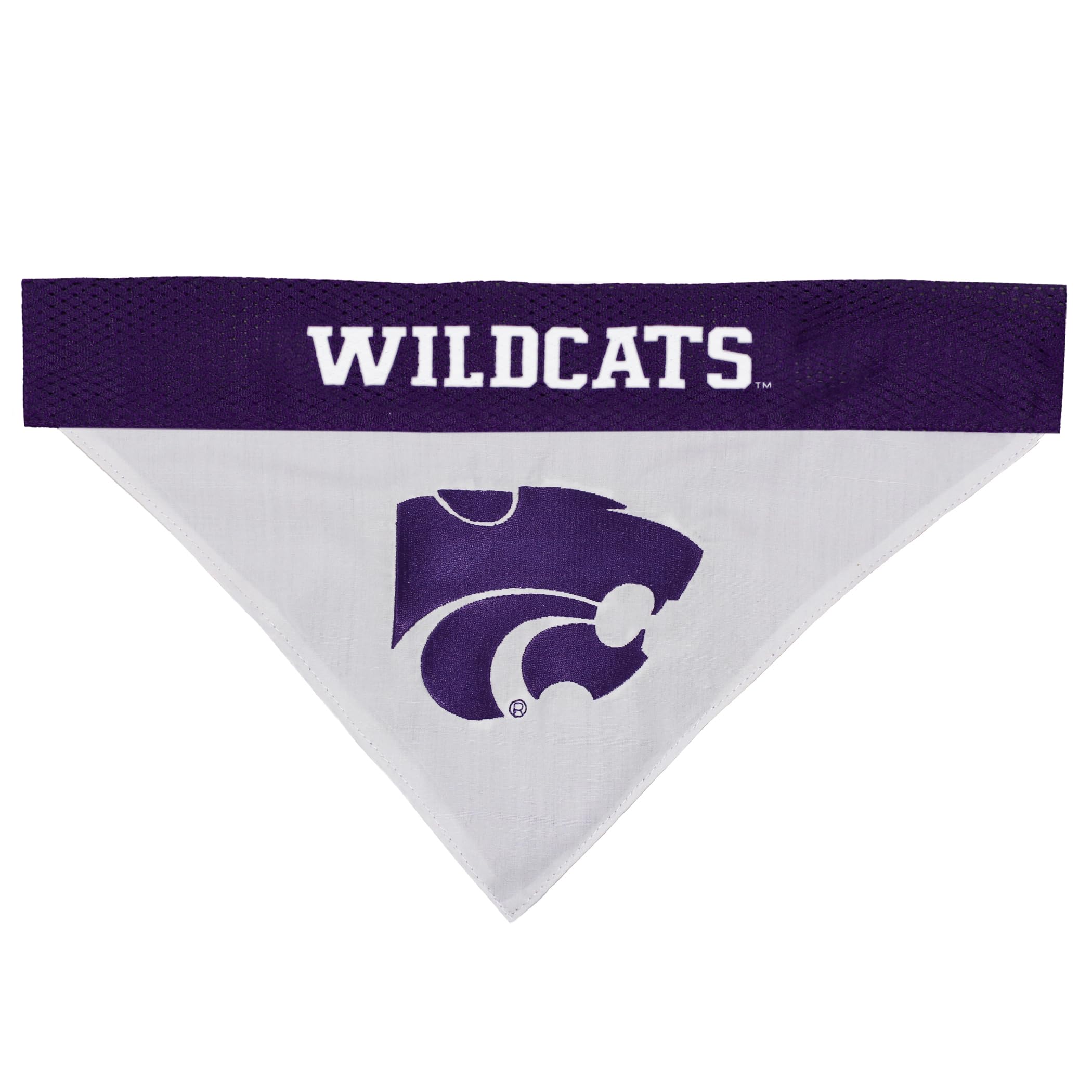 Pets First Collegiate Pet Accessories, Reversible Bandana, Kansas State Wildcats Size Small/Medium