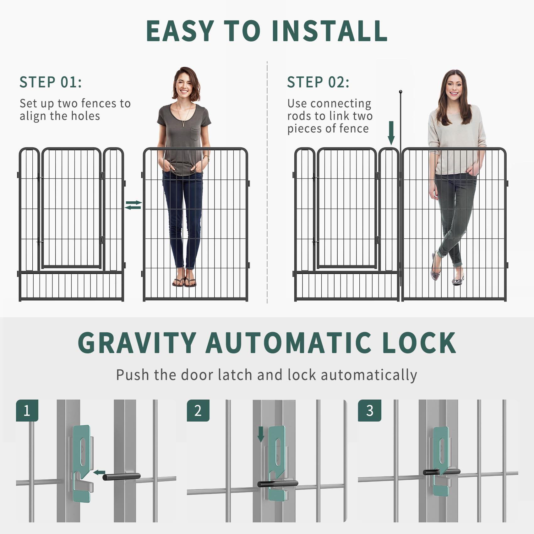 Musen Dog Playpen Indoor Outdoor, 8 Panels Dog Pen 40'' Height Dog Fence Exercise Pen With Doors For Large/Medium/Small Dogs, Po