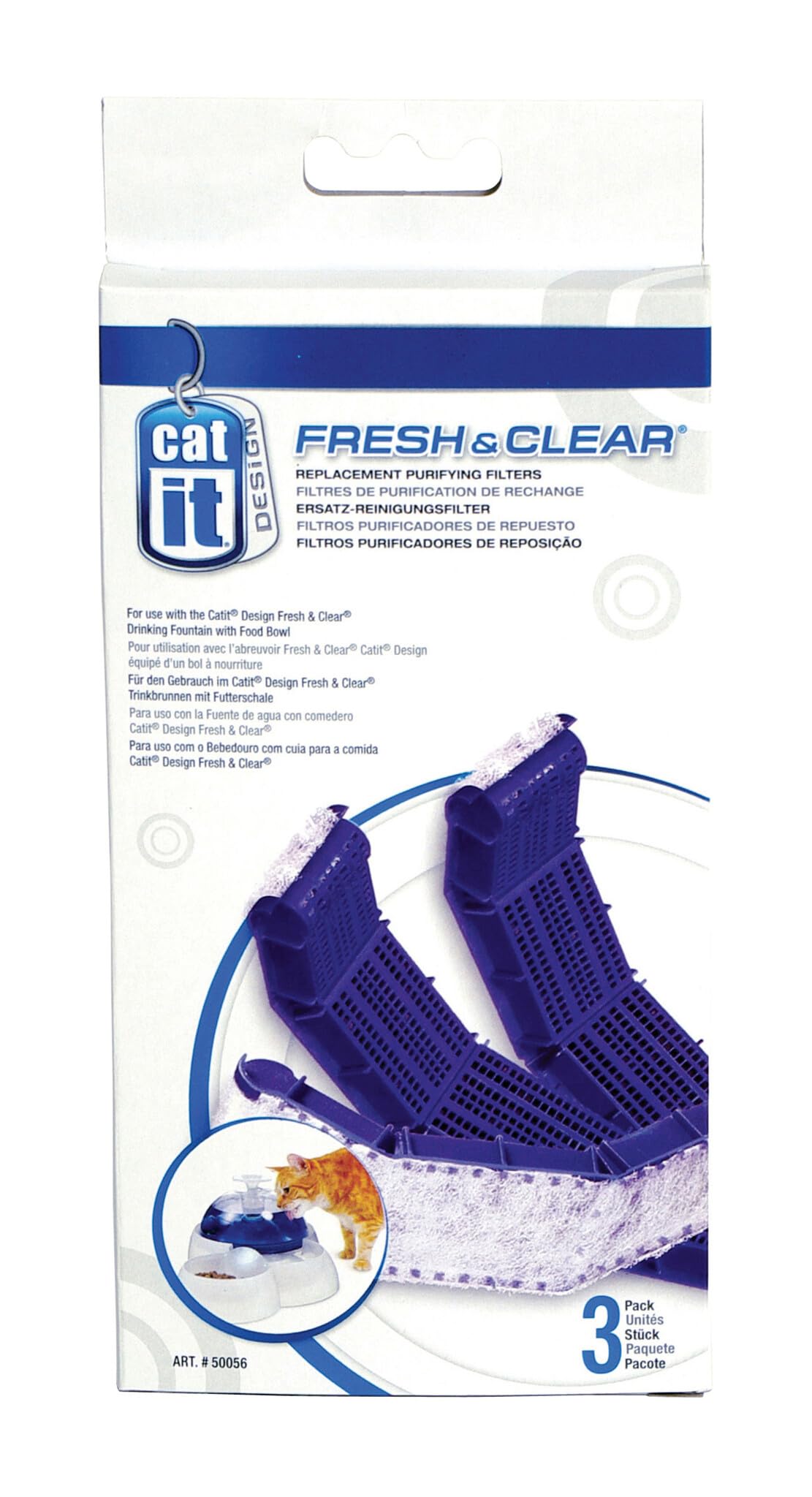 Catit Drinking Fountain Replacement Carbon Filter Cartridge for Fresh & Clear Drinking Fountain - 3-Pack