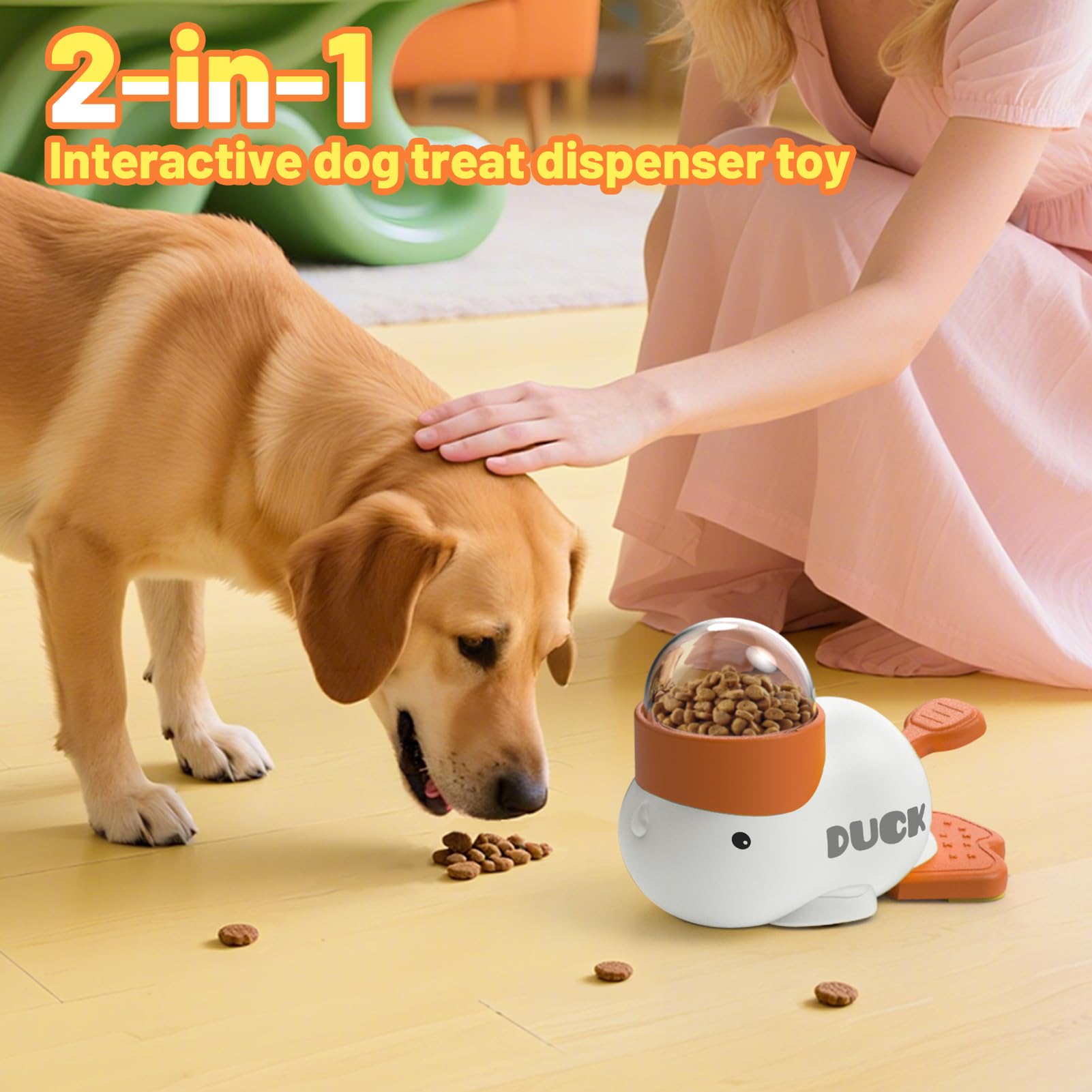 Dog Interactive Treat Dispenser Toy Food Puzzle Slow Feeder Duck-Shaped Dog Puzzle Feeders for Small Medium Dogs Cats IQ Trainin