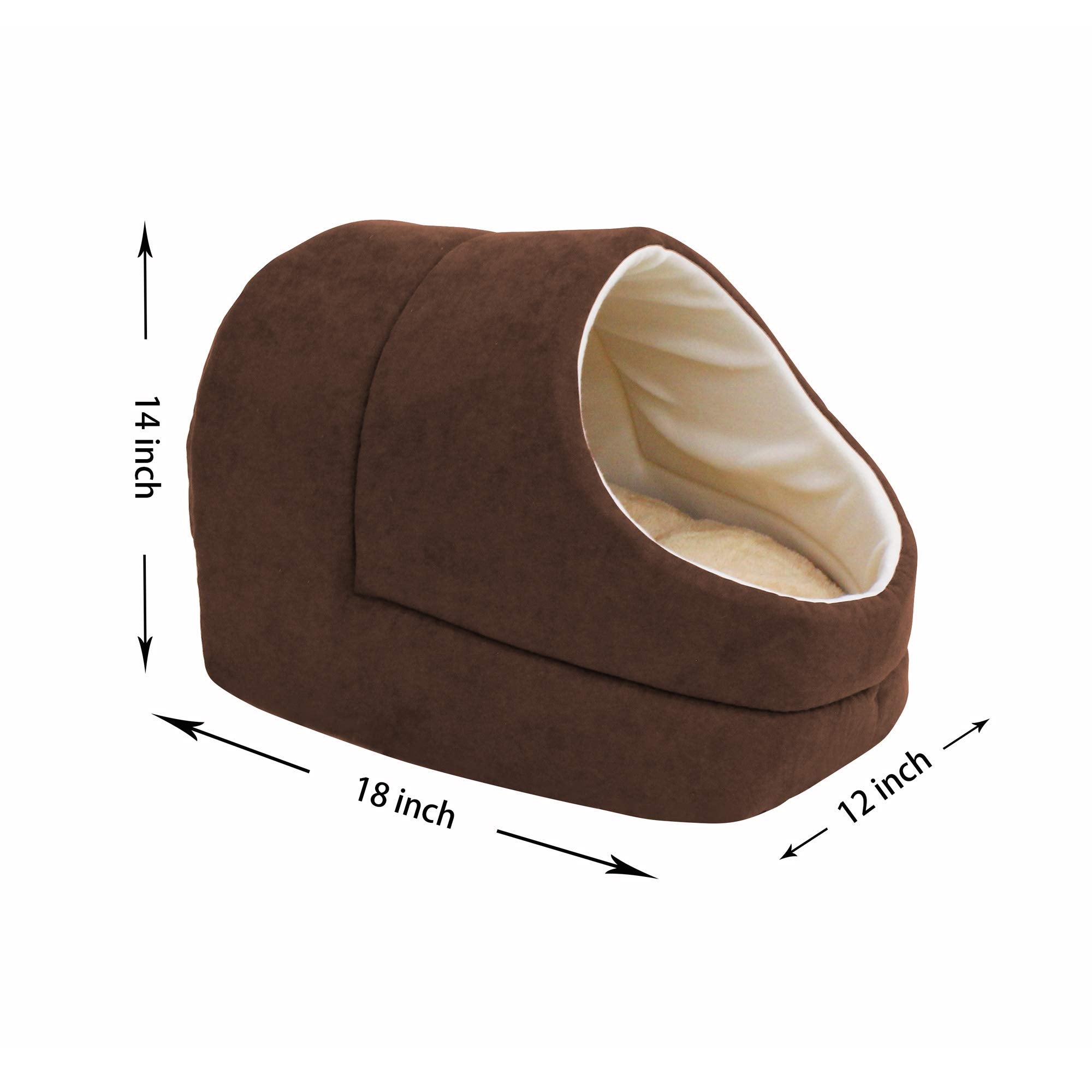Goopaws Goopaws Cat Cave For Cat And Warming Burrow Cat Bed, Pet Hideway Sleeping Cuddle Cave (Brown-2)