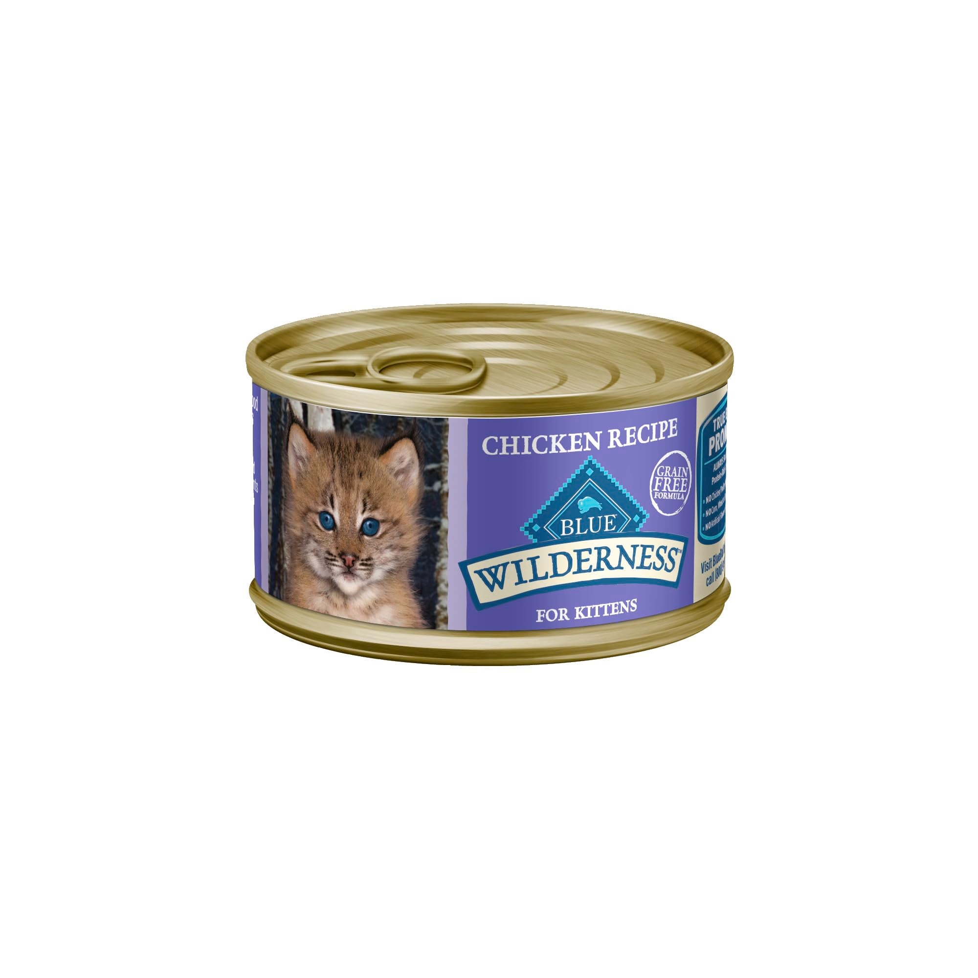 Blue Buffalo Wilderness High-Protein Grain-Free Wet Kitten Food, Chicken Pat   Recipe, 3-oz Cans, 24-Count