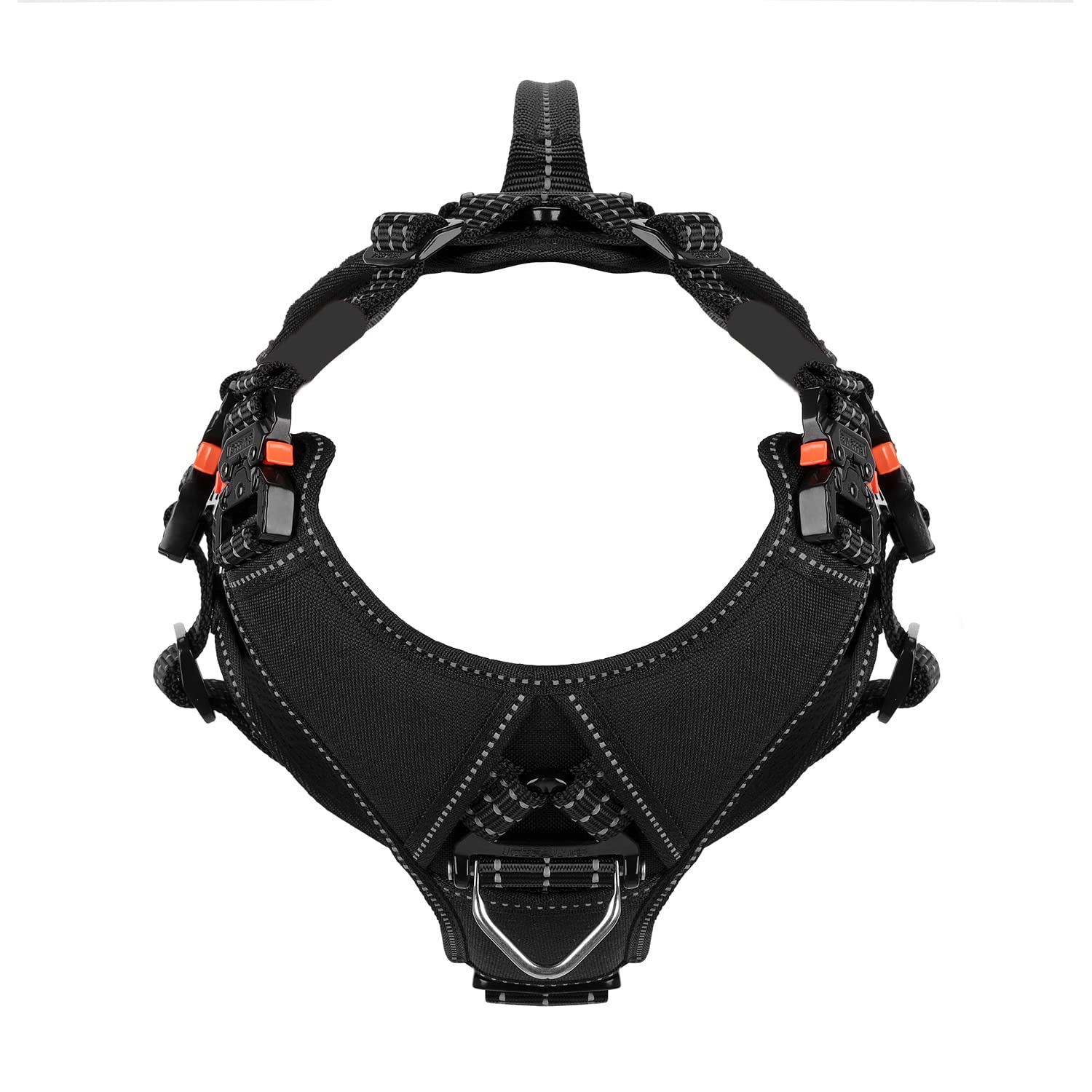 ICEFANG GN8 Tactical Dog Harness - No-Pull, Reflective, Adjustable, X-Large, Black, Nylon, 4X Metal Buckles