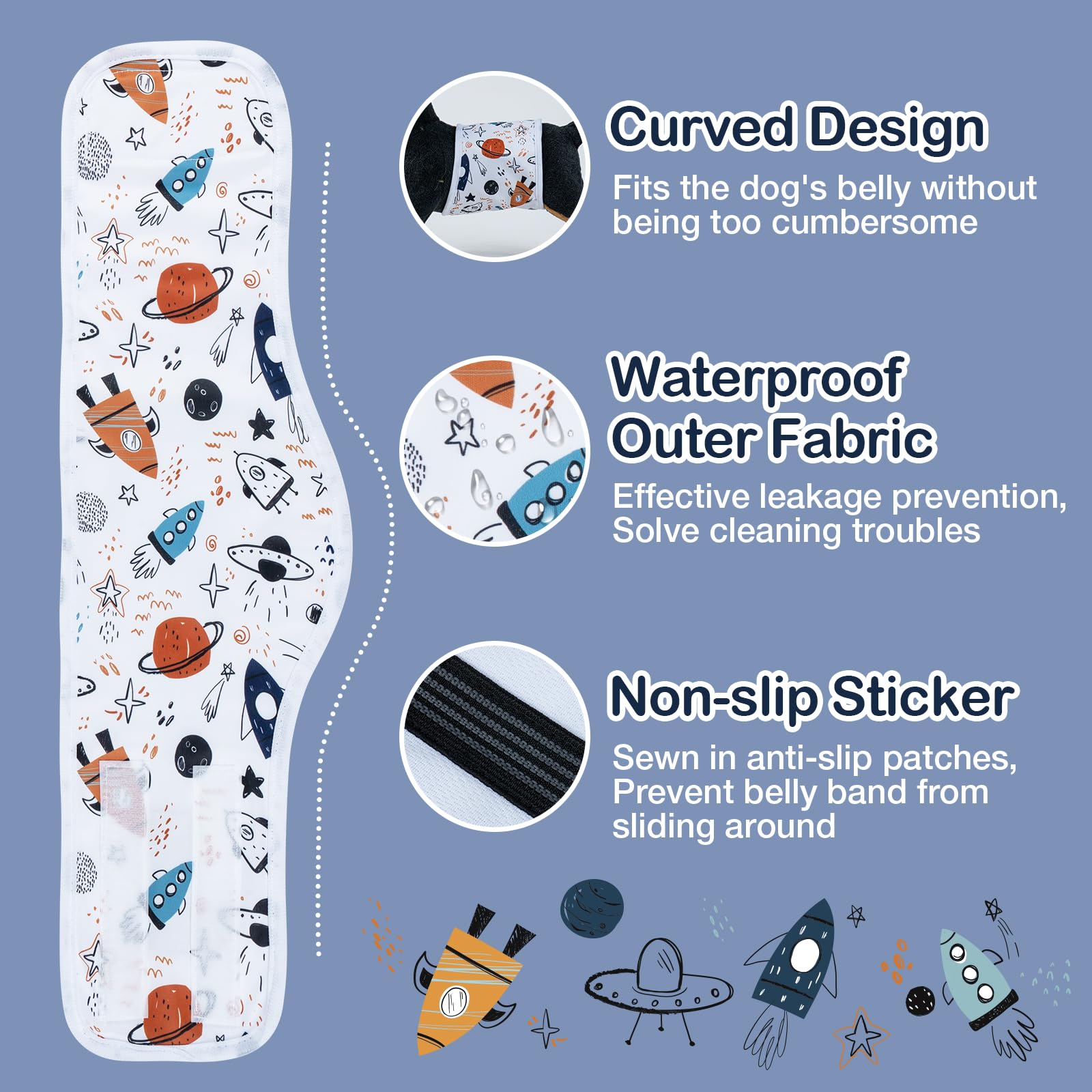 Micooyo Male Dog Diaper Lightweight Dog Wraps Washable Dogs Diapers Doggie Belly Bands For Male Dogs, Puppy Diapers Large (Star