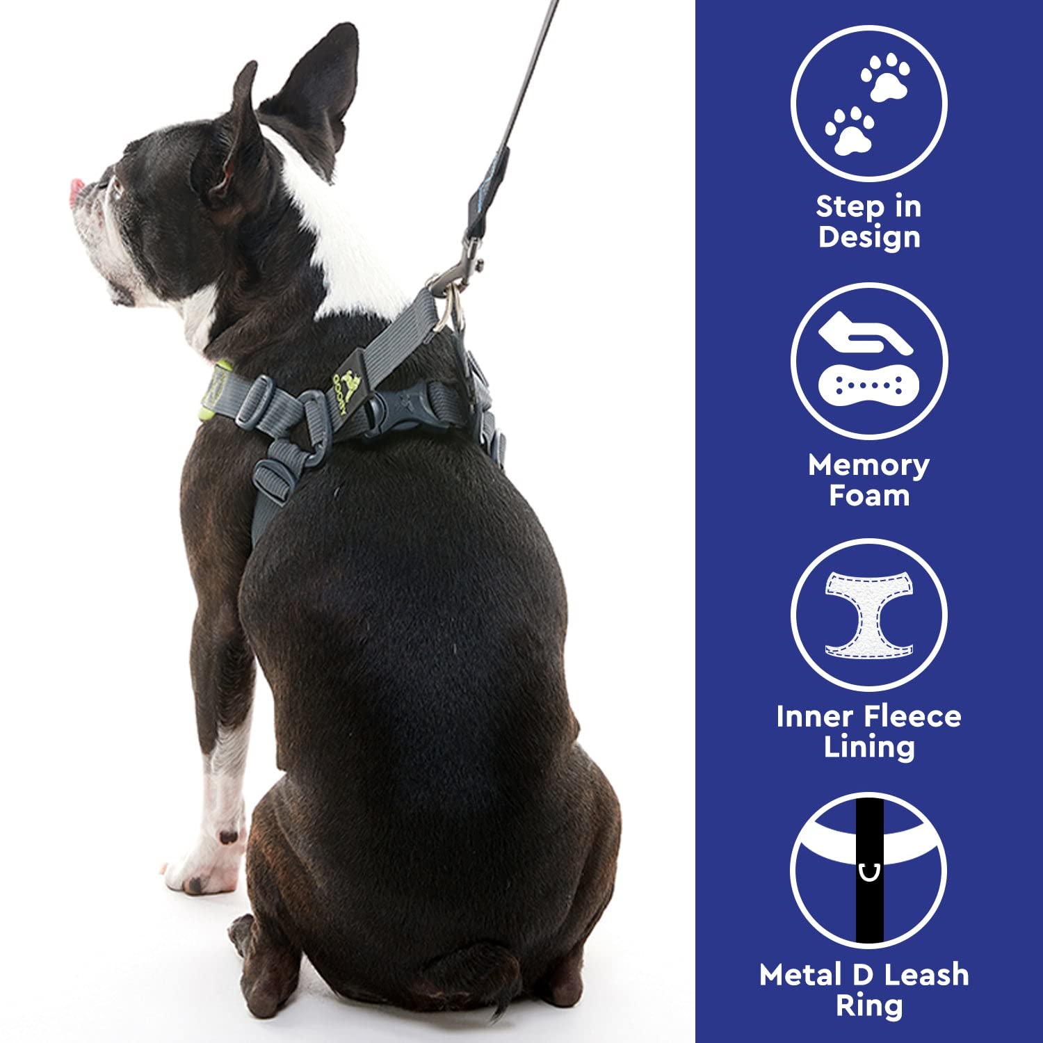 Gooby Escape Free Memory Foam Harness - Green, Large - No Pull Step-in Small Dog Harness with Four Point Adjustment - Perfect on