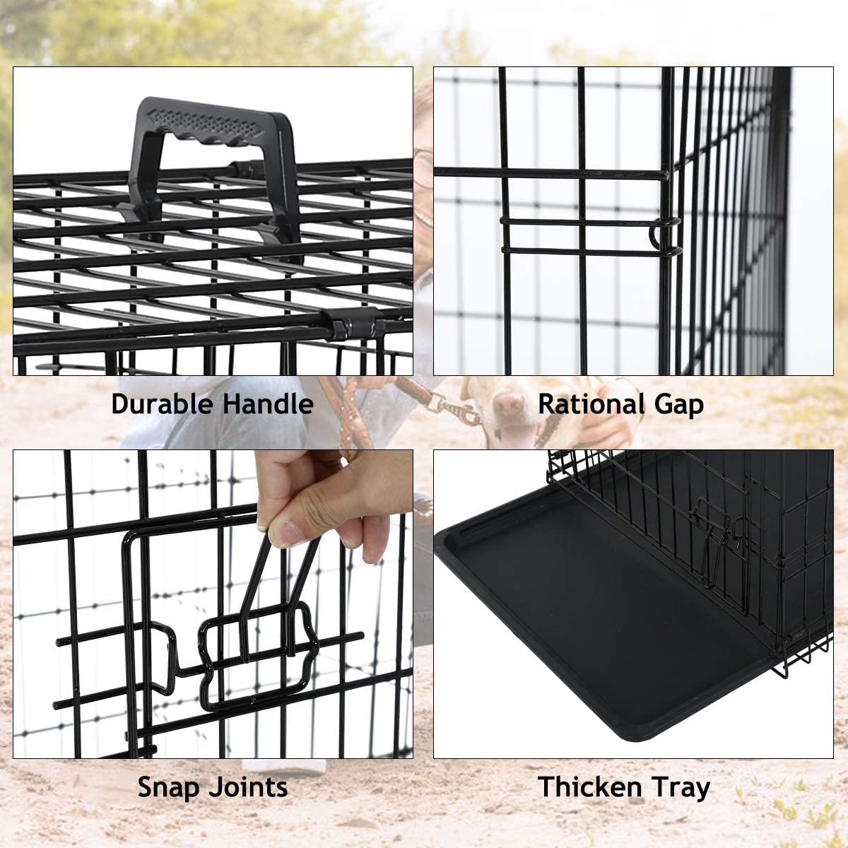 42 inch Dog Crates for Large Dogs XL Dog Cage Folding Dog Kennels and Metal Wire Crates Pet Animal Segregation Cage Crate with D