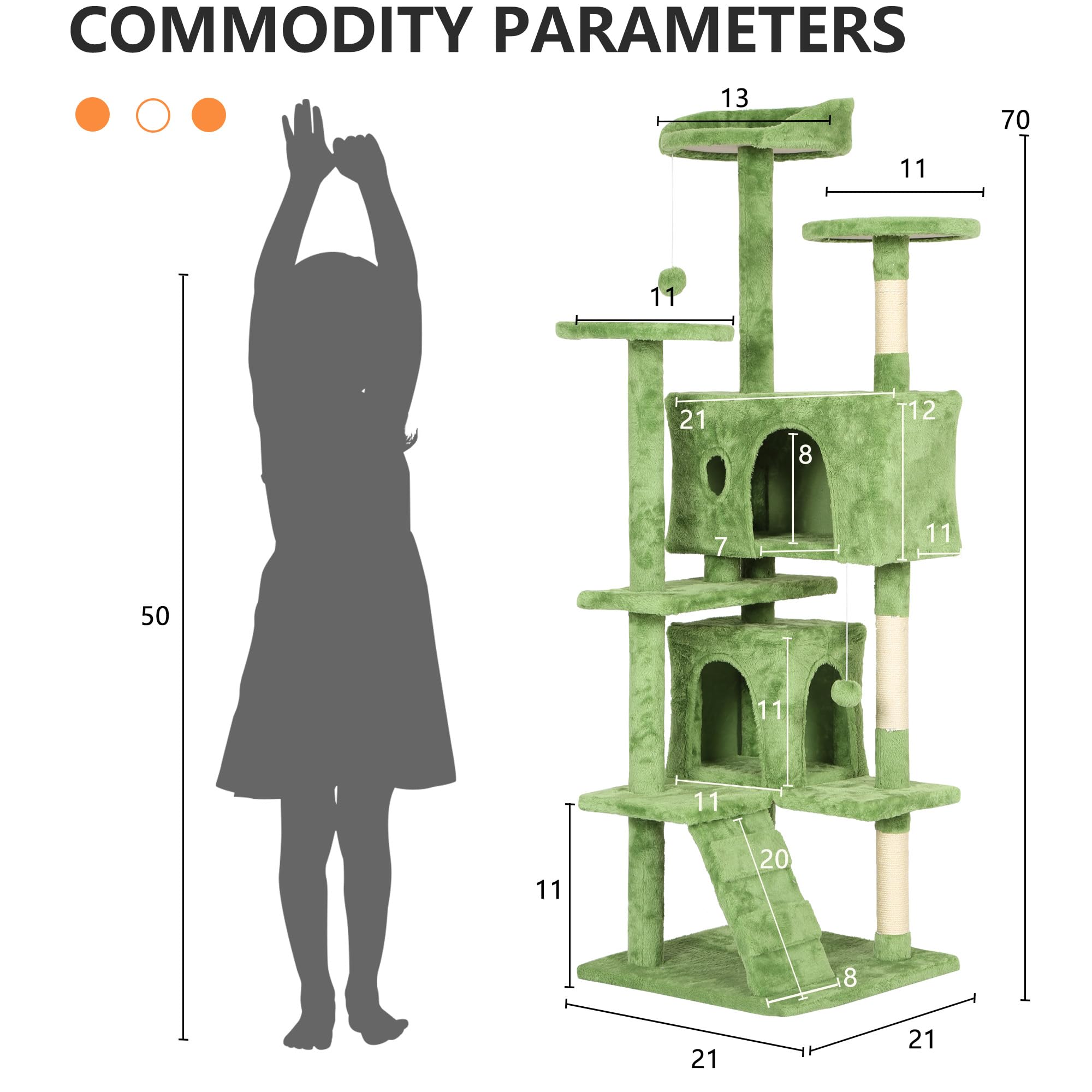 BestPet 70in Cat Tree Tower for Indoor Cats,Multi-Level Cat Furniture Activity Center with Cat Scratching Posts Stand House Cat