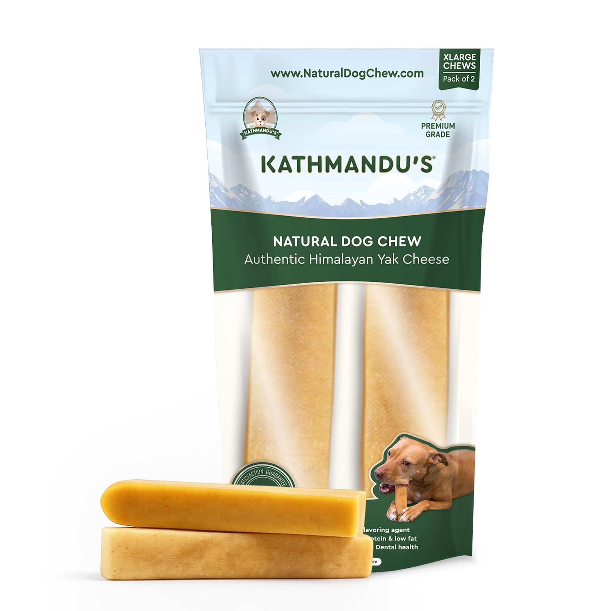 Authentic Himalayan Yak Cheese for Dogs - XLarge (Pack of 2) - Sourced from Pristine Himalayan Foothill, Rawhide-Free, NO preser