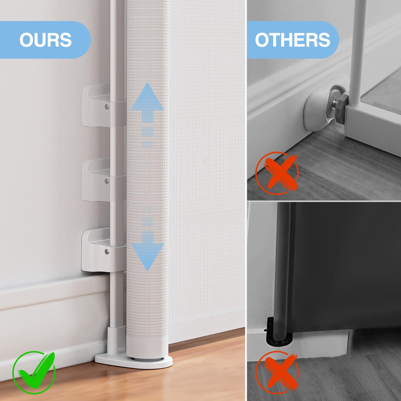 Probebi Retractable Baby & Dog Gate - Extends To 54' Wide, 34' Tall - Stair, Doorway & Hallway Use