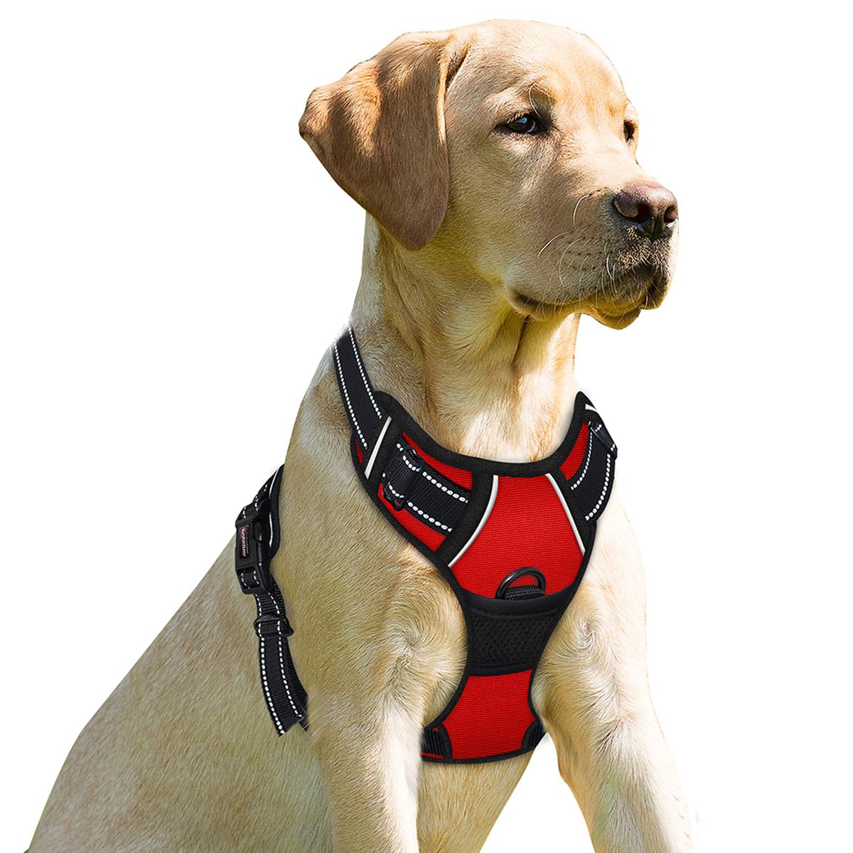 Barkbay No Pull Dog Harness Front Clip Heavy Duty Reflective Easy Control Handle For Large Dog Walking(Red,Xl)