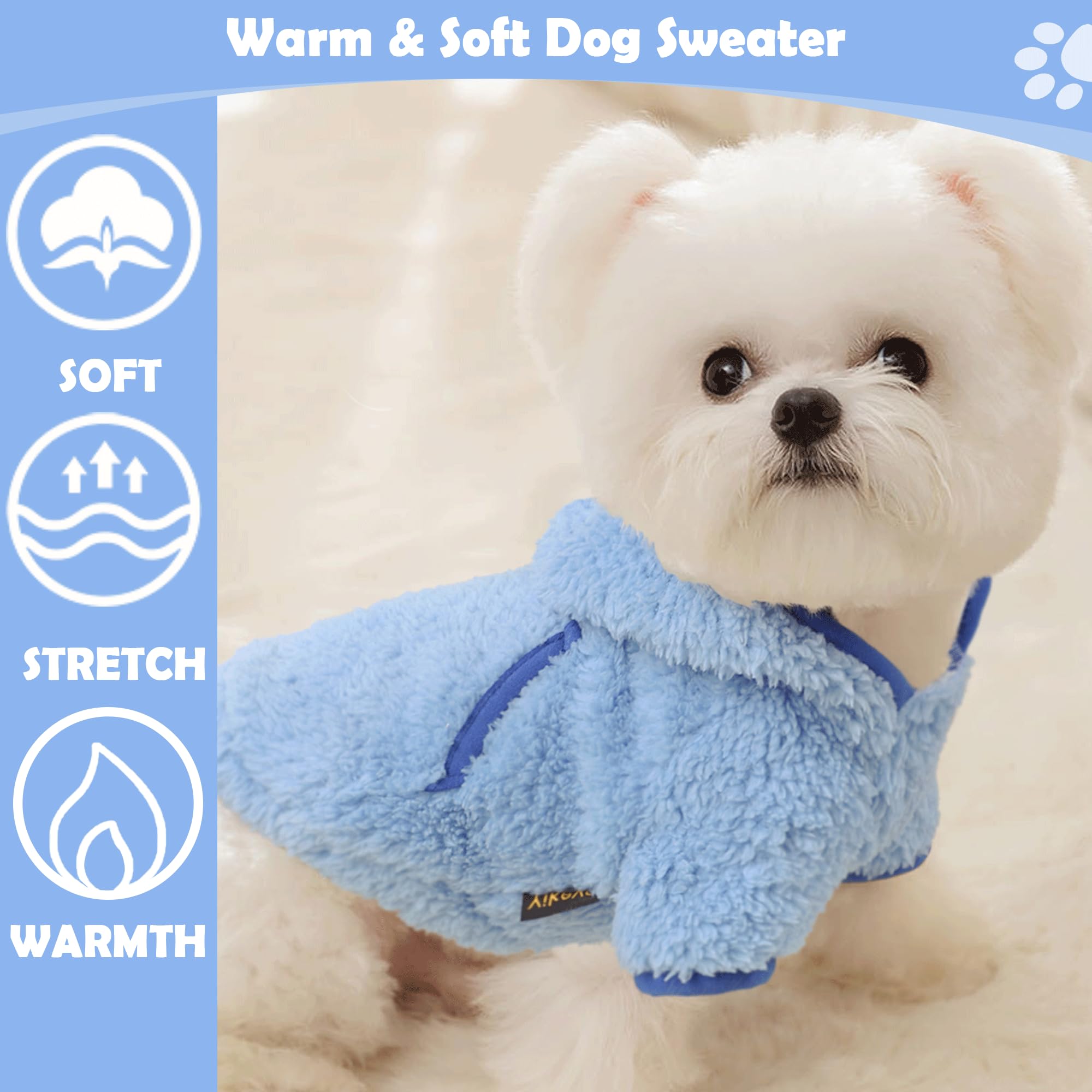 Small Dog Sweater Fleece Hoodie Girl Boy Winter Warm Puppy Clothes Chihuahua Teacup Yorkie Soft Stretchy Tiny Dog Outfits Cat Sw