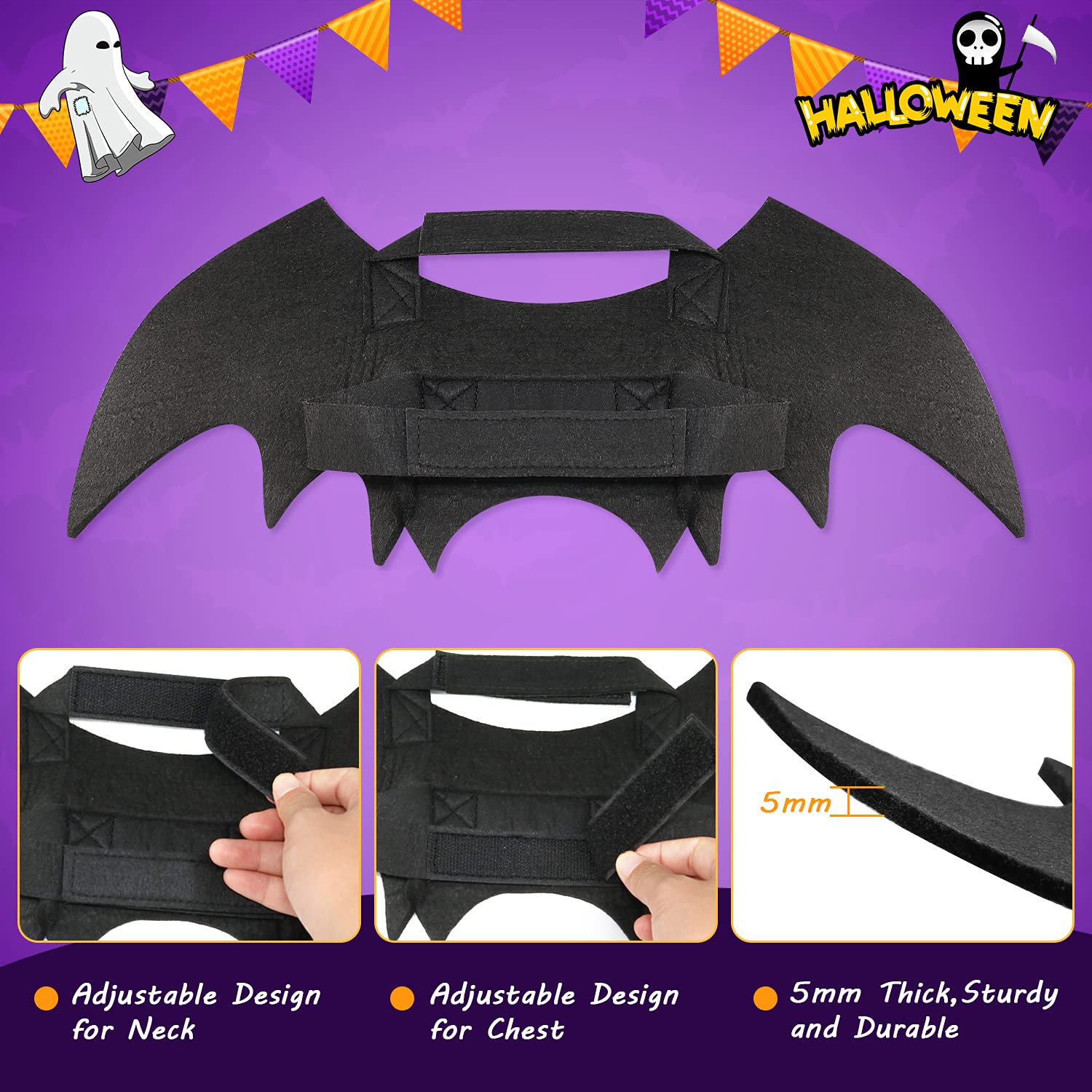 Rypet Cat Bat Costume - Halloween Pet Costume Bat Wings Cosplay Dog Costume Cat Costume For Party Xs