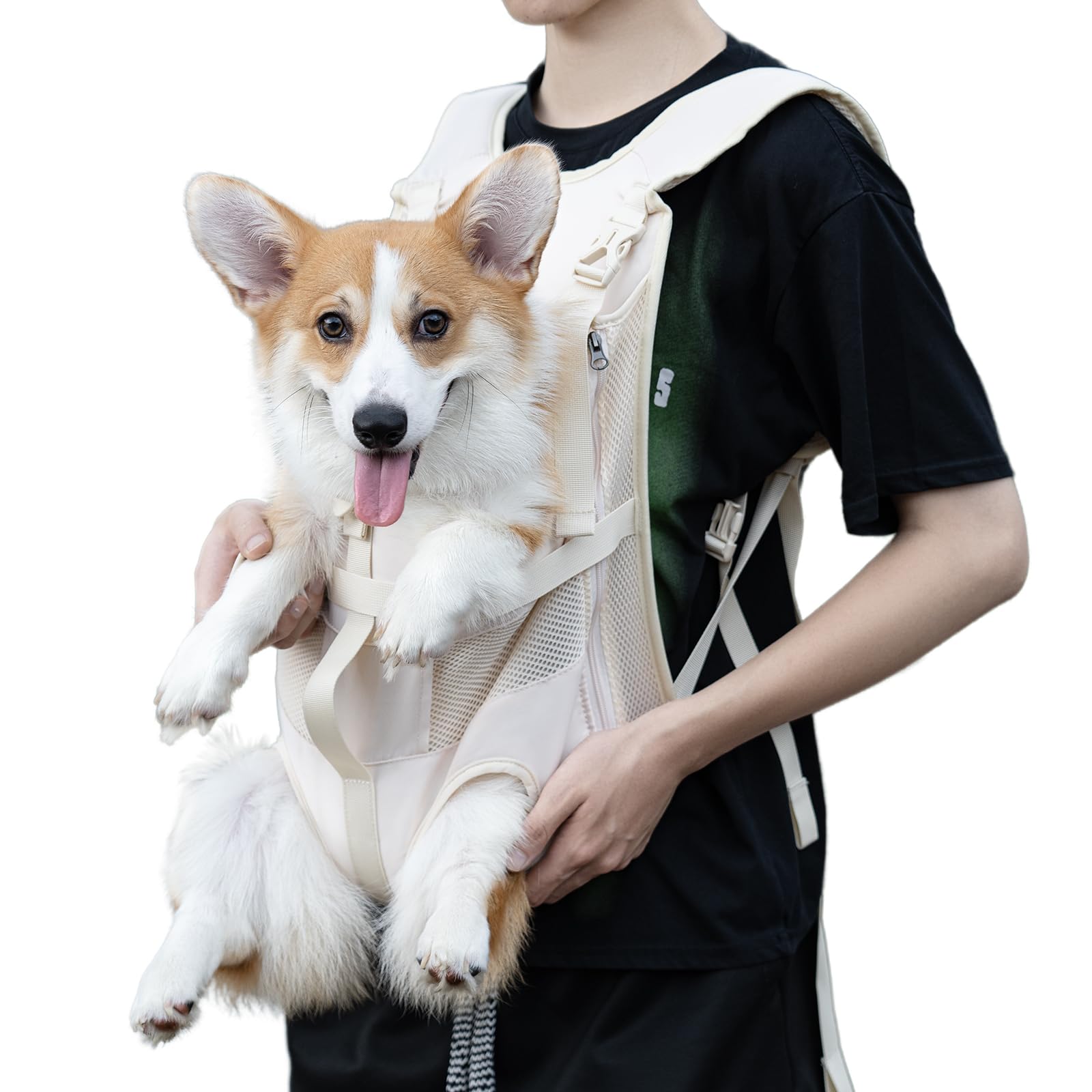 Wakytu Dog Front Carrier Backpacks for Small Dogs, Legs Out Pet Carrier Sling Backpack with Adjustable Padded Ventilated Shoulde