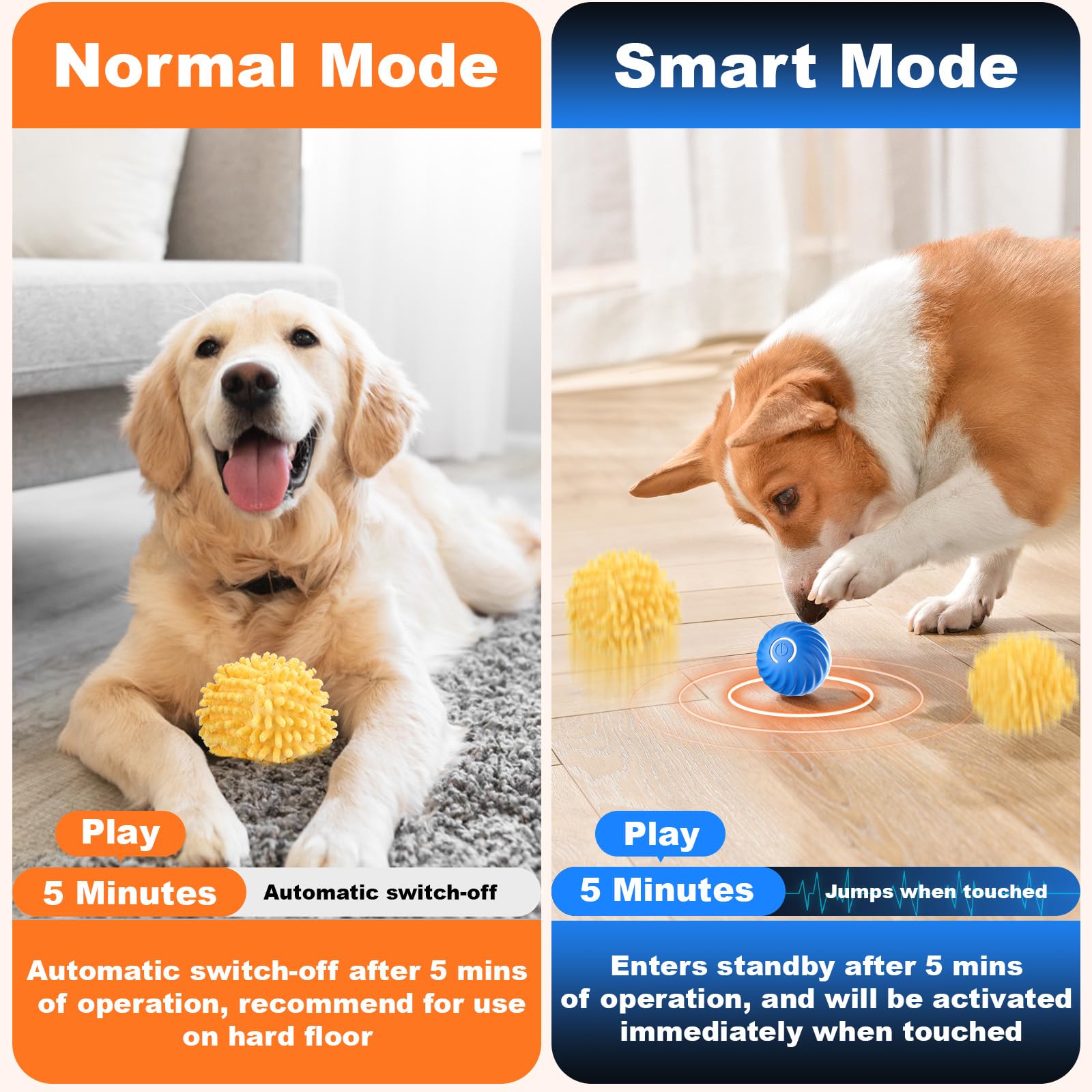 Baborui Interactive Dog Toys, Moving Dog Toy Ball With Cover, Self Rolling Dog Ball For Small/Medium/Large Dogs, Automatic Dog T