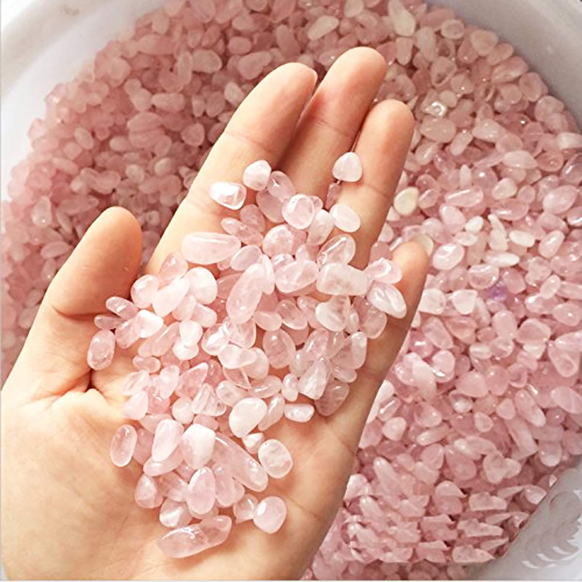 Wayber 1 Lb/460G Natural Pink Quartz Crystal Stones Irregular Aquarium Pebbles Rock Sands For Turtle Tank/Succulent Plants/Vase 