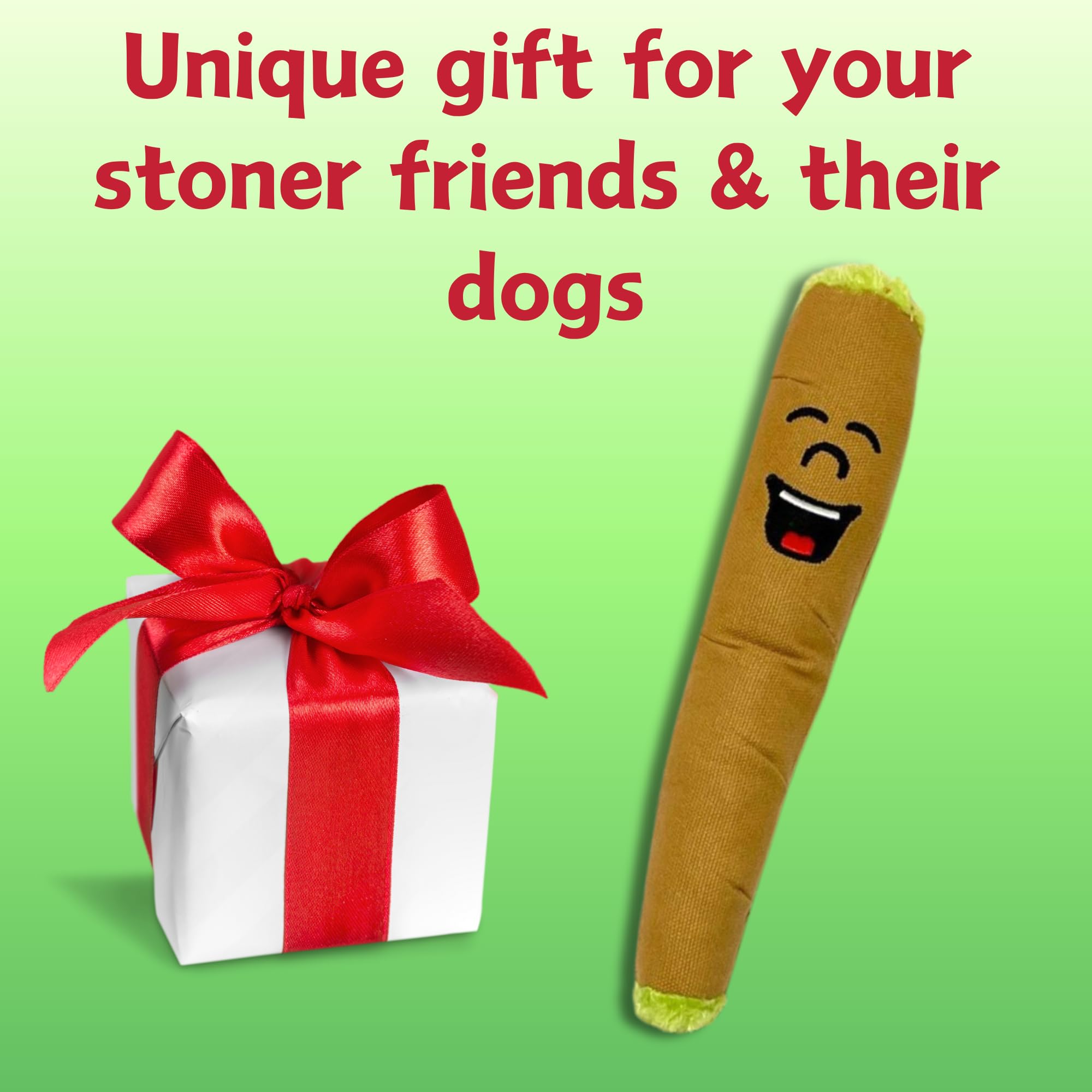 My Name Is B, Cute Stuffed Parody Blunt Dog Toy, Funny Squeaky Weed Toy, Cool Plush Novelty 420 Gift For Pets & Their Owners, Sized For Puppies & Small, Medium & Large Breeds, For Fetch & A Photo Prop