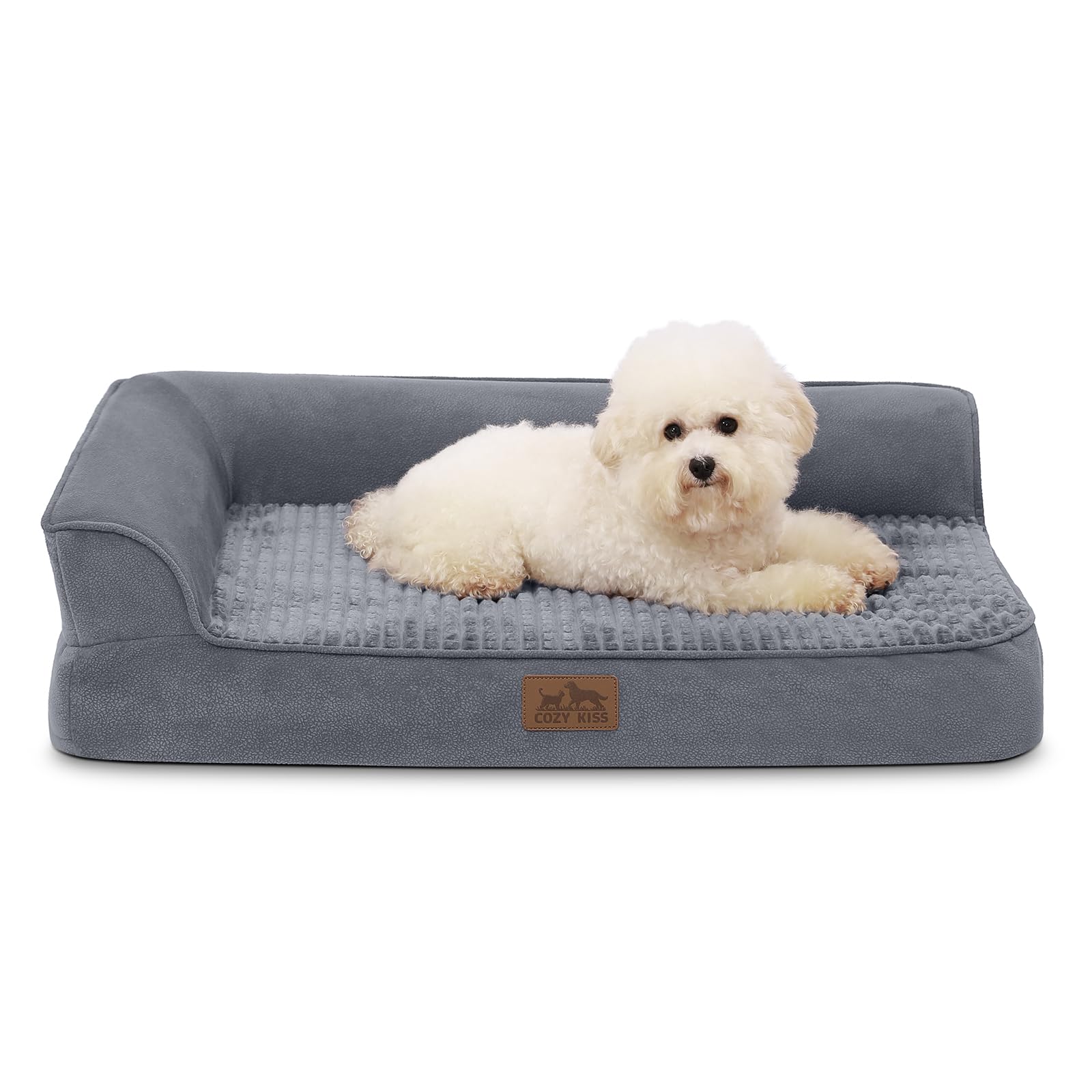 Cozy Kiss Orthopedic Dog Beds For Medium Szie Dog, Pet Couch For Small Dog Cat, Supportive Foam Bolster Sofa With Waterproof Lin