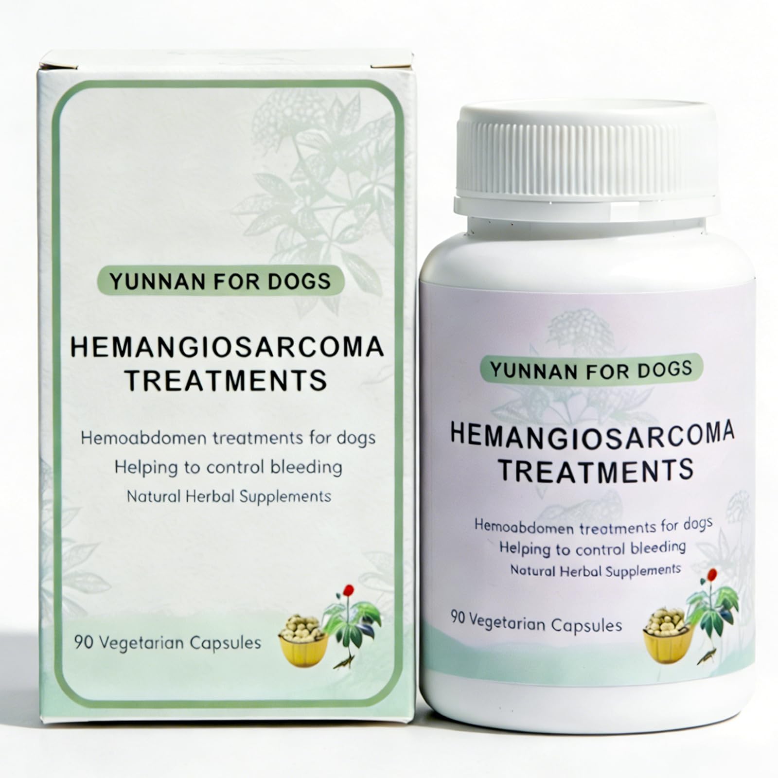 yunnan Sanqi Capsules for Dogs, Herbal Quick Stop Bleeding, Blood Support for Hemangiosarcoma, Hemoabdomen, Pericardial Effusion