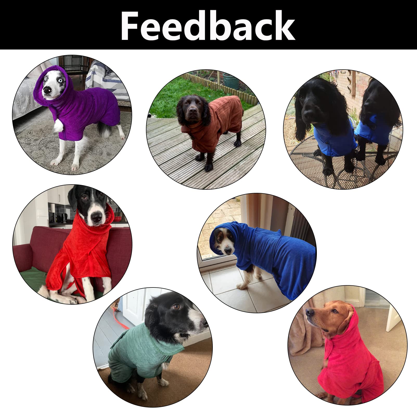 Geyecete Dog Drying Coat - Microfiber Bathrobe Towel, Super Absorbent, XX-Large, Purple