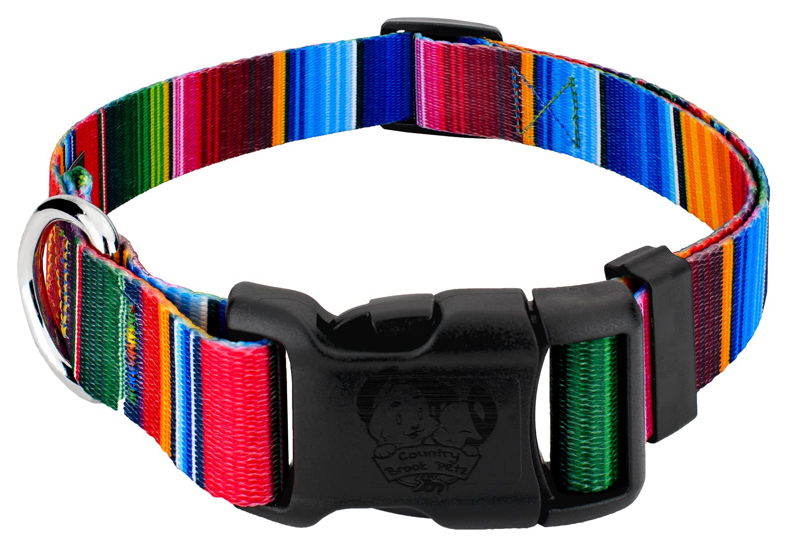 Country Brook Petz - Deluxe Serape Dog Collar - Made in The U.S.A. - Country and Western Collection Featuring Rustic Designs (1/