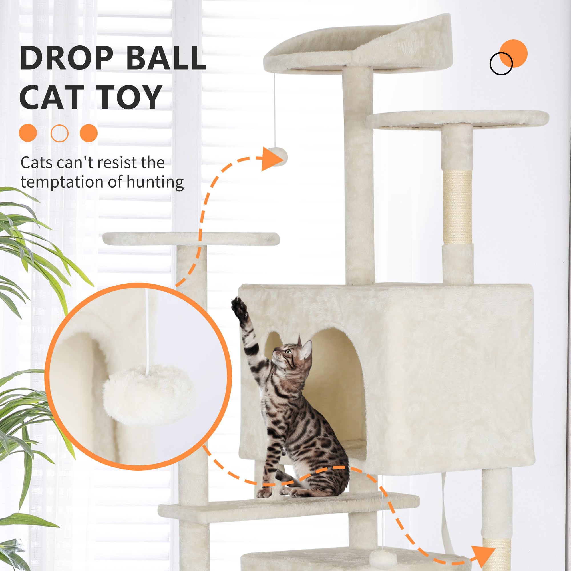Bestpet 81In Cat Tree Tower For Indoor Cats,Multi-Level Cat Furniture Activity Center With Cat Scratching Posts Stand House Cat