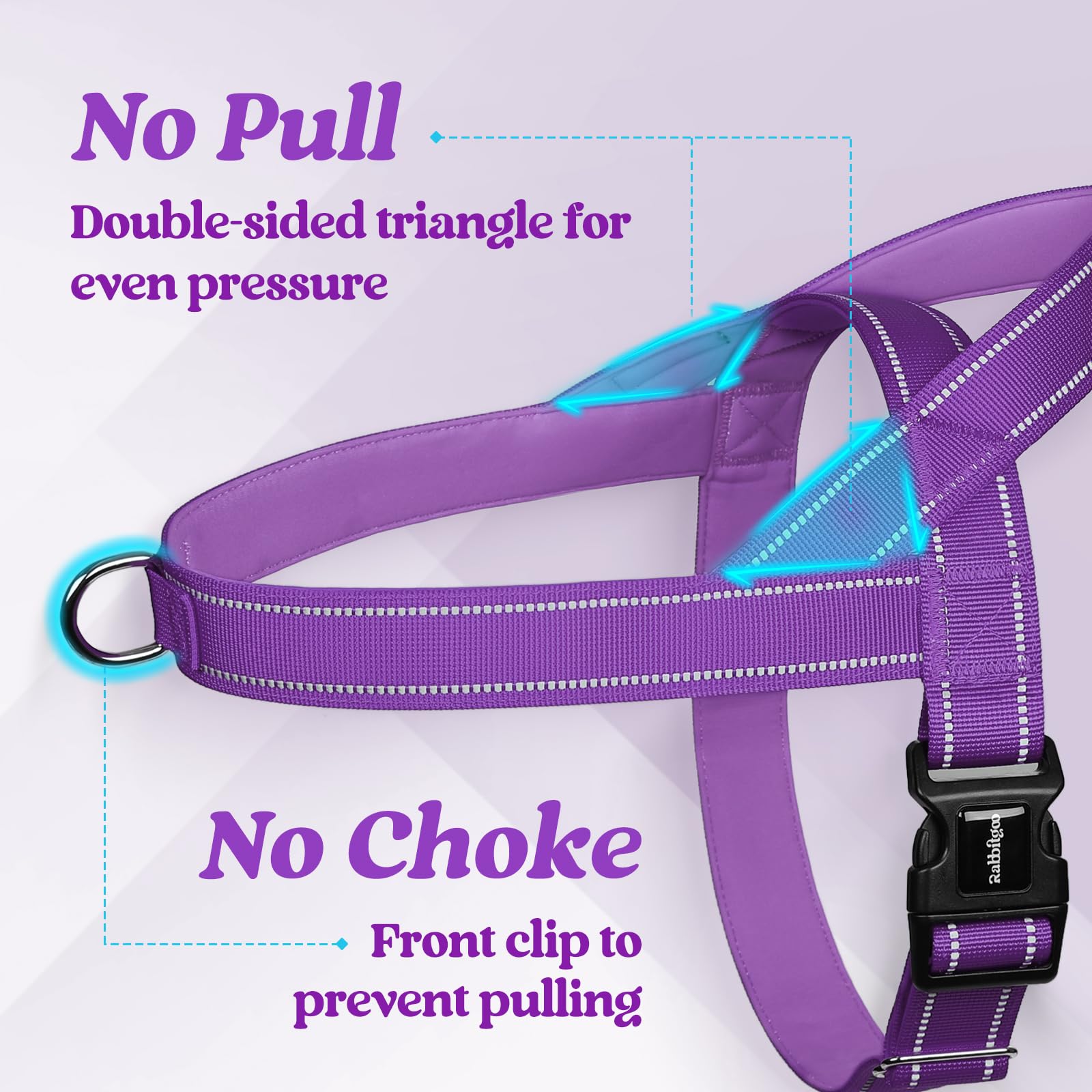 Rabbitgoo Dog Harness No Pull, Quick Fit For Large Dogs With Soft Padded Handle, Chest Adjustable Reflective Pet Vest, No Choke