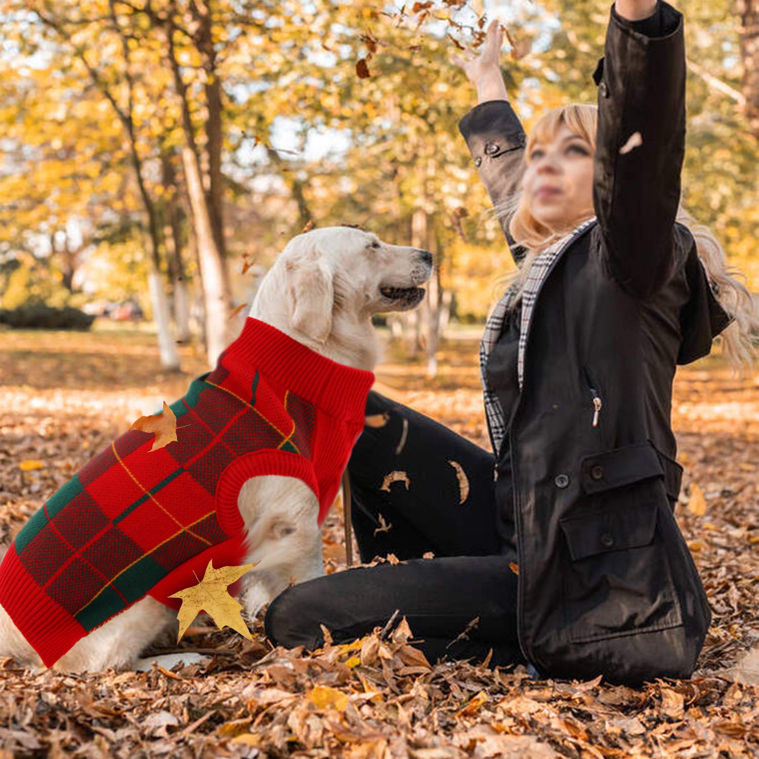 Qbleev Dog Sweater For Medium Dogs, Dog Christmas Sweater Puppy Sweaters Soft Pet Sweaters Vest Fall Dog Sweaters Turtleneck Thi