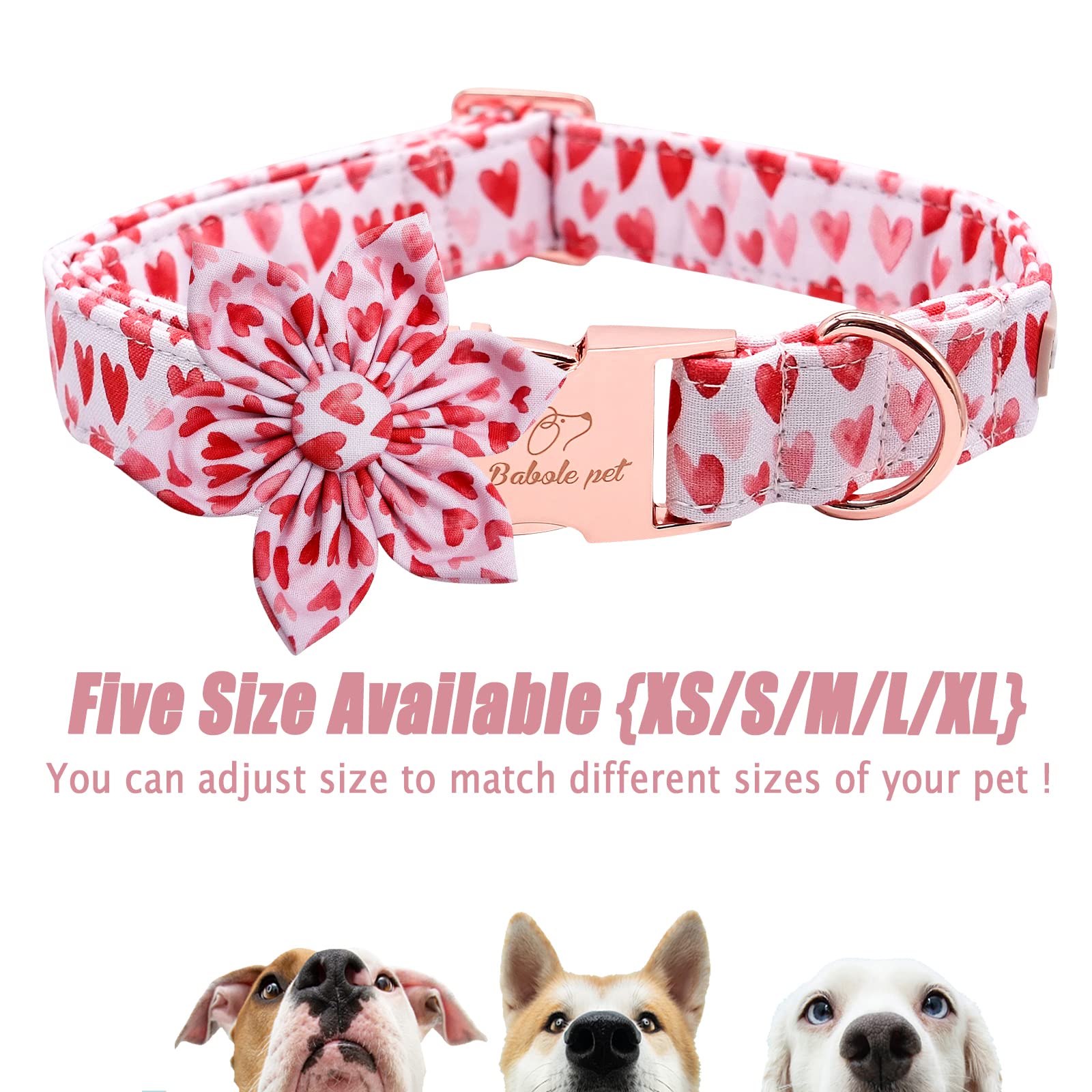 Babole Pet Valentine'S Day Dog Collar With Bow Tie,White Red Pink Love Male Dog Collar With Safety Metal Buckle Adjustable Puppy Collars For Small Medium Large Boy & Girl Dog,Xl-Neck 16'-26'