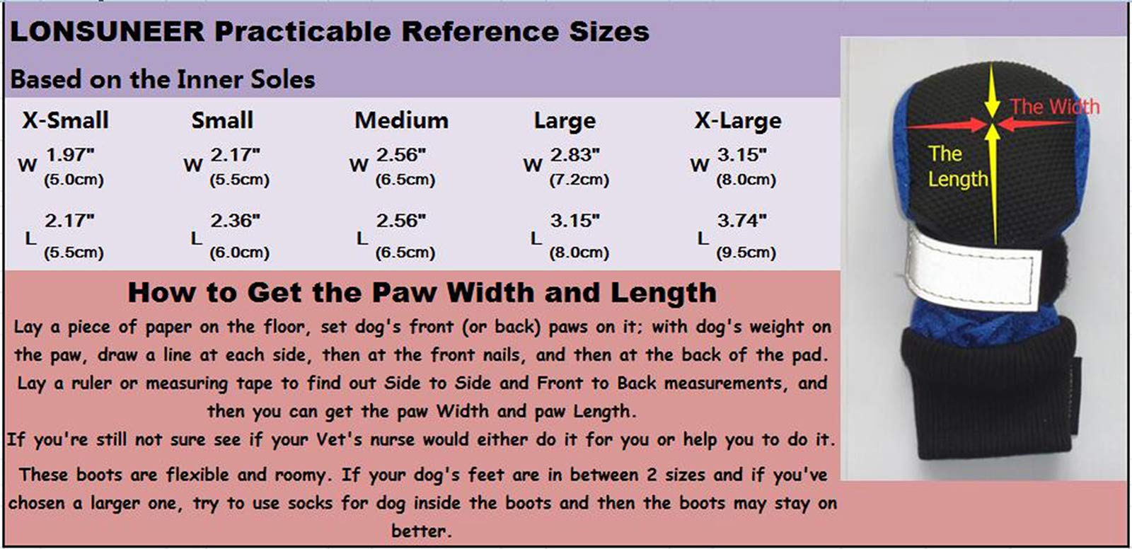 LONSUNEER Dog Boots Waterproof Soft Sole Nonslip Set of 4 Medium Red