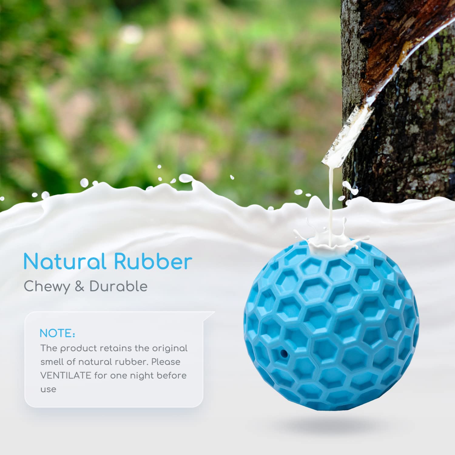 Nobleza Squeaky Dog Ball, Durable Bouncy Floatable Dog Balls For Chewing And Teeth Cleaning, Interactive Natural Rubber Lightweight Dog Toy Ball For Small And Medium Dogs, 3.15 In, Blue