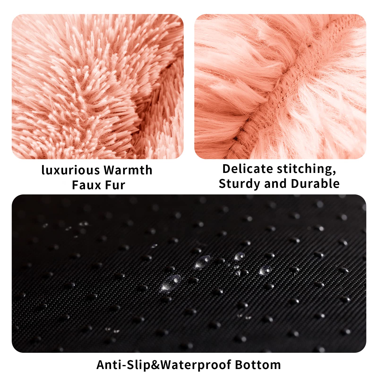 Calming Dog Bed For Large Dogs, Anti Anxiety Dog Bed, Round Dog Bed, Plush Faux Fur Dog Bed, Fluffy Dog Bed, Soft Cozy Pet Bed, Machine Washable, 30X30Inch Pink