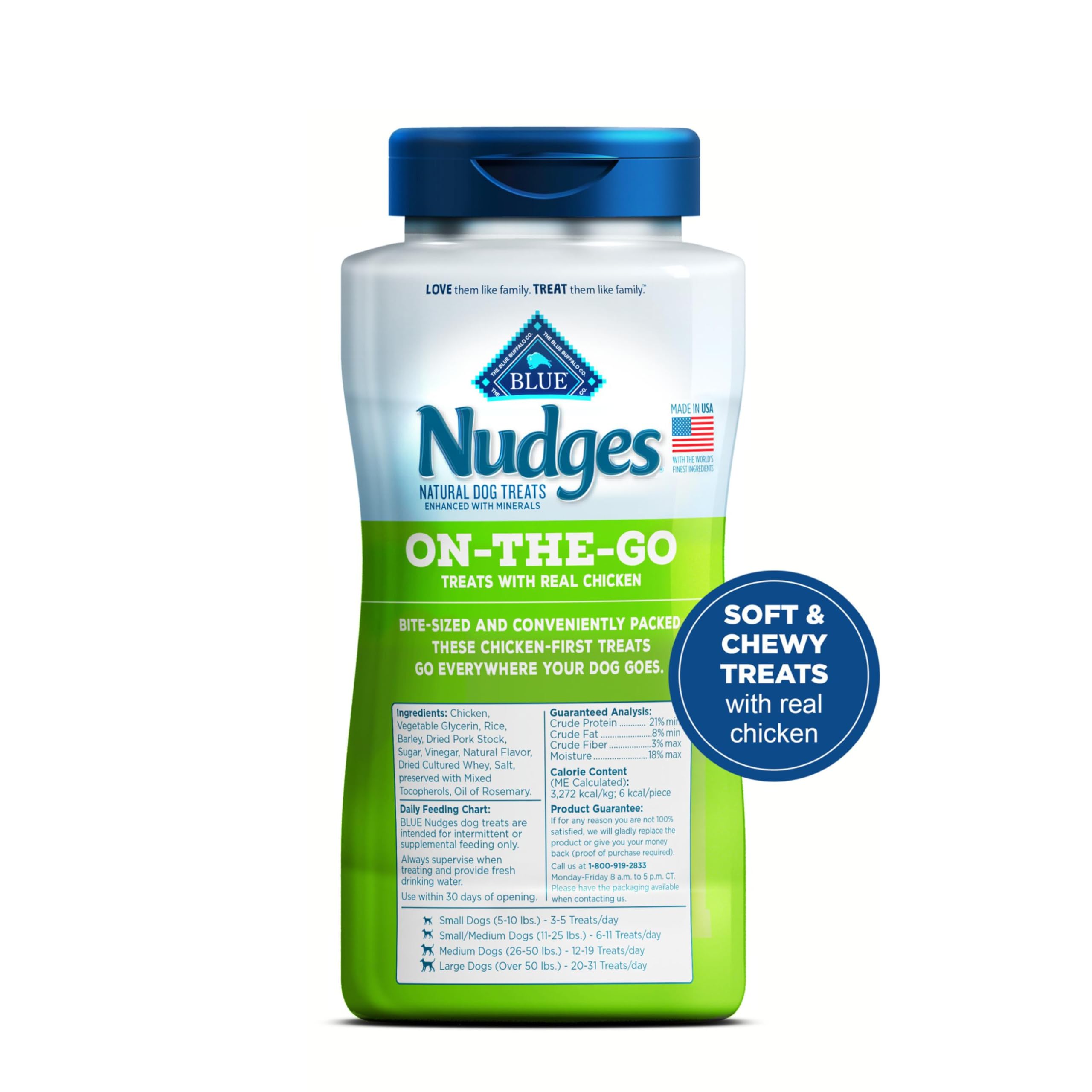 Blue Buffalo Nudges On The Go Dog Treats, Made in the USA with Natural Ingredients, Chicken, 5.5-oz. Bag