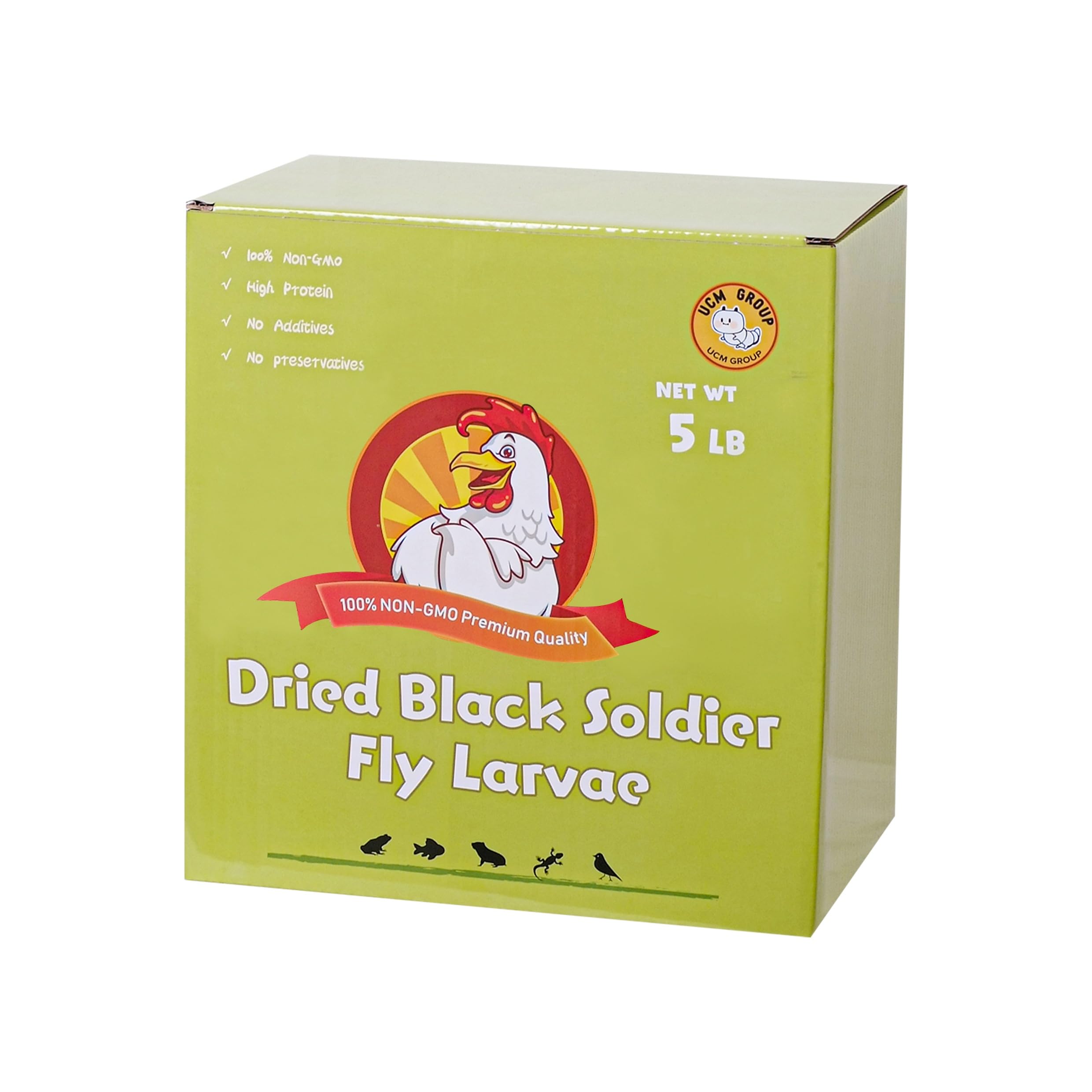 UCM Group 5LB Dried Black Soldier Fly Larvae for Chicken, Poultry, Wild Birds,No Additives, 100% Natural Non-GMO, More Calcium C